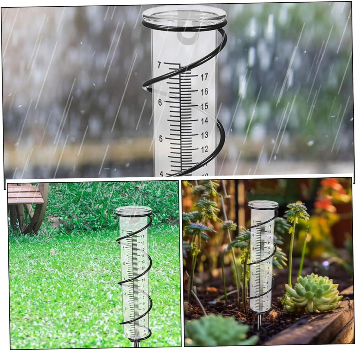 Angoily 2Pcs Clear Plastic Rain Gauge Tubes Lightweight Portable Rain Measuring Tube Replacement for Garden Home Water Level Monitoring Freeze Design image number 4