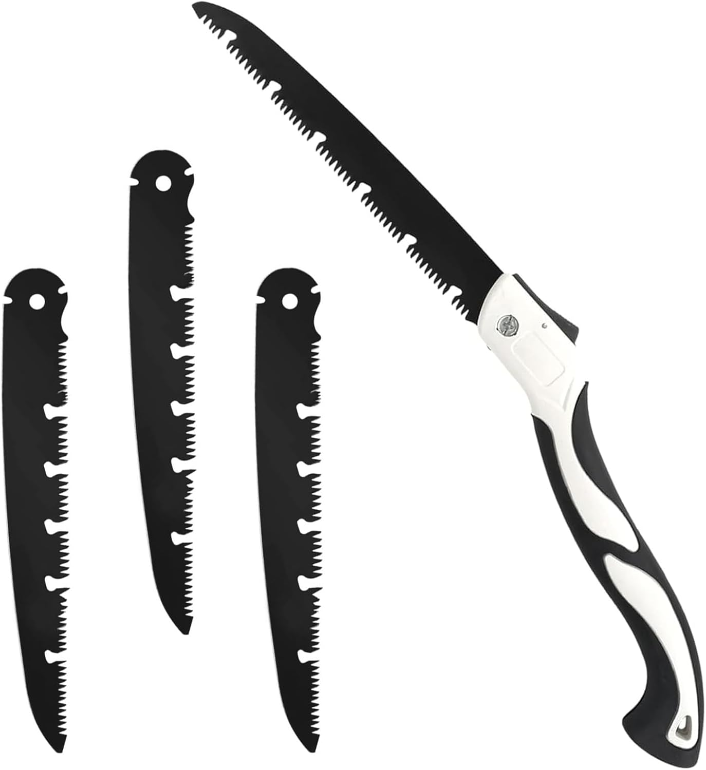 Folding Pruning Saw, 12.2 IN/31 CM Hand Folding Saw with 3 Replaceable Steel Blades for Tree Trimming, Wood Cutting, Camping, Gardening & Outdoor Activities image number 2