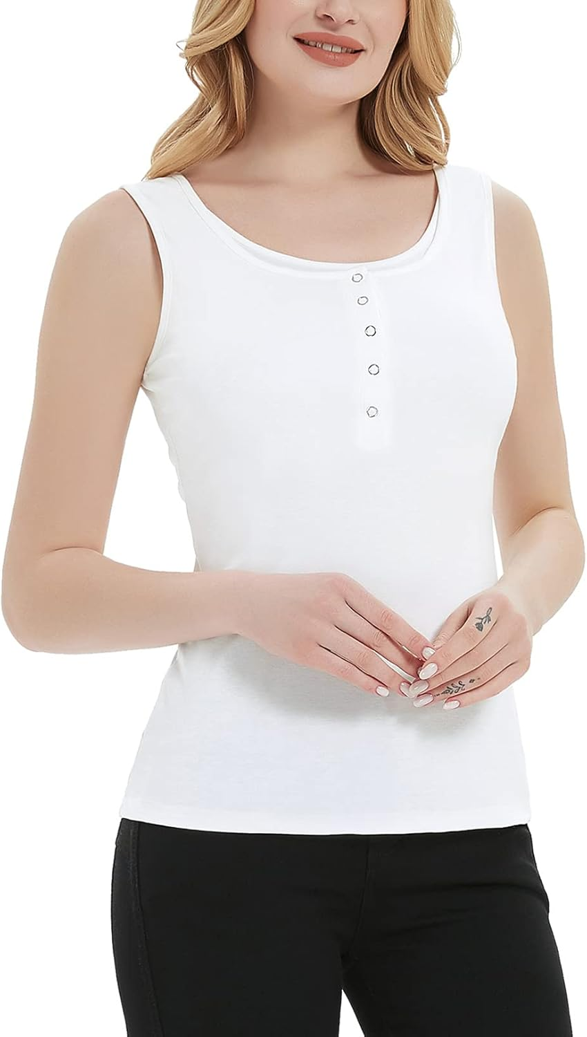 Nursing Tank Tops for Women Scoop Neck Sleeveless Breastfeeding Shirt