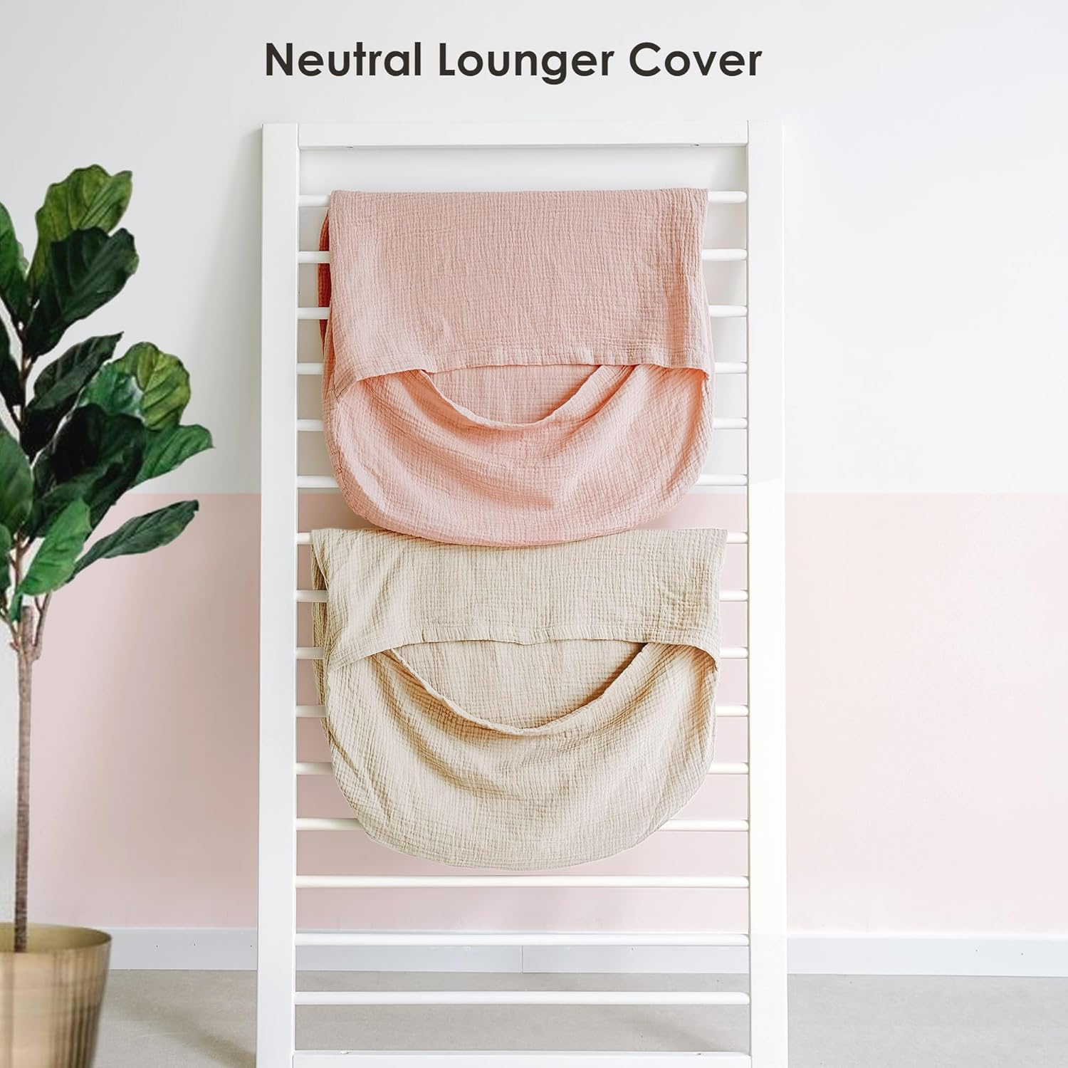 Muslin Baby Lounger Cover for Newborn & Infant, 100% Cotton Soft and Breathable Lounger Slipcover for Baby Girls and Boys, Pack of 2 (Pink) image number 3