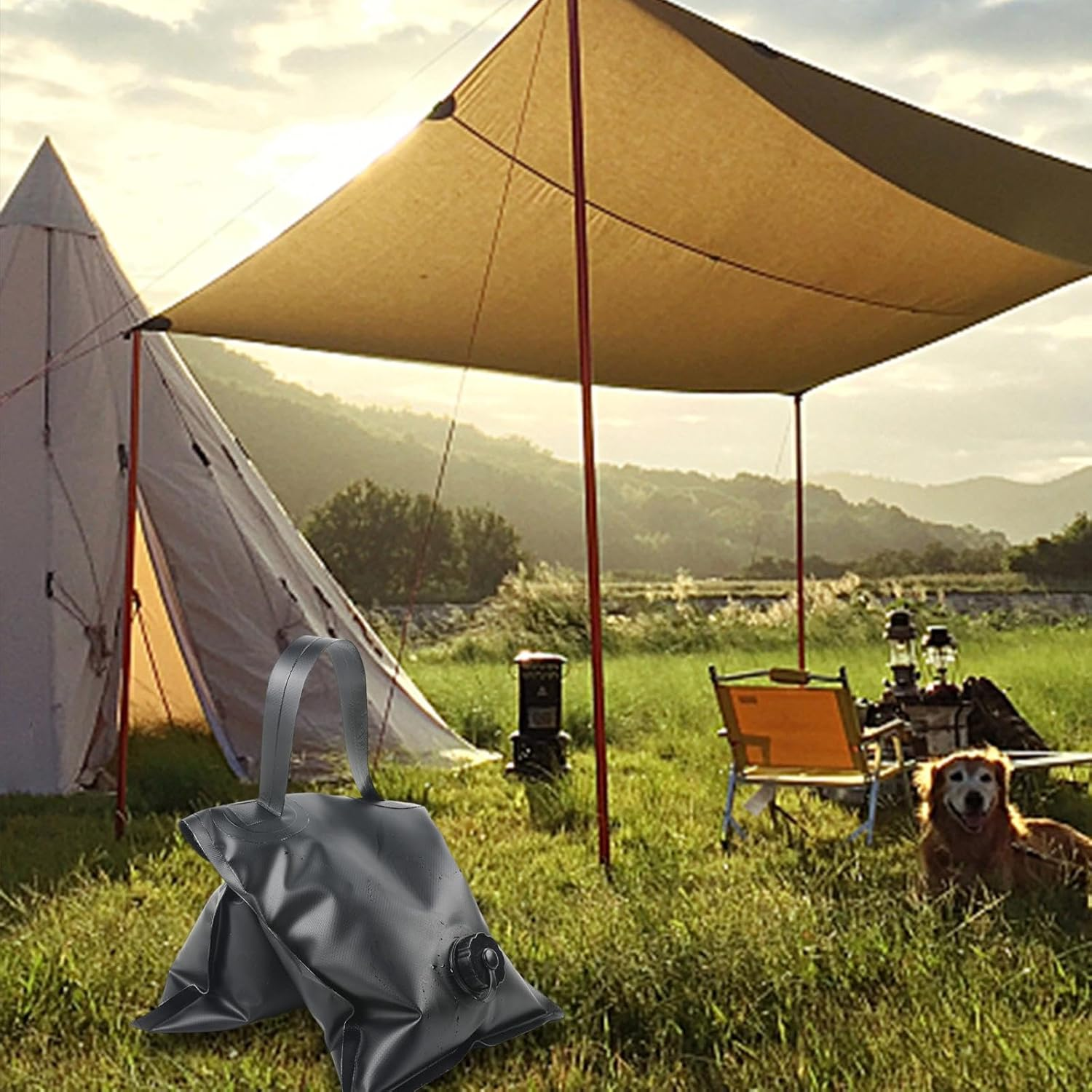 Amagogo Water Weight Bag Sandbag Portable Heavy Duty Black Weight Sand Bag Flag Base Weight for Canopy Tripod Arch Carports image number 3