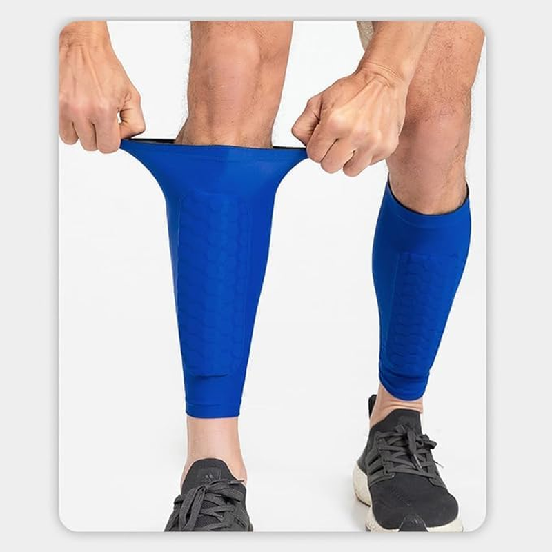 Shin Guards, Soccer Shin Guards Kids 8-10, Anti-Collision Sports Breathable Calf Protector, for Kids, Teens and Adults(Blue Small)