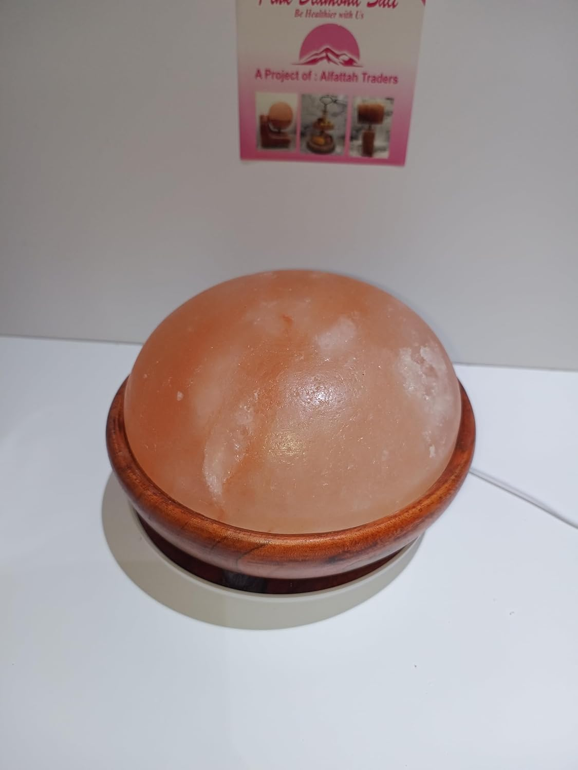 Pink Diamond Himalayan Salt Foot Massager Lamp | Natural Light Heated Stone Therapy for Relaxation, Detox & Pain Relief | Soothing Light & Wooden Base Design image number 1