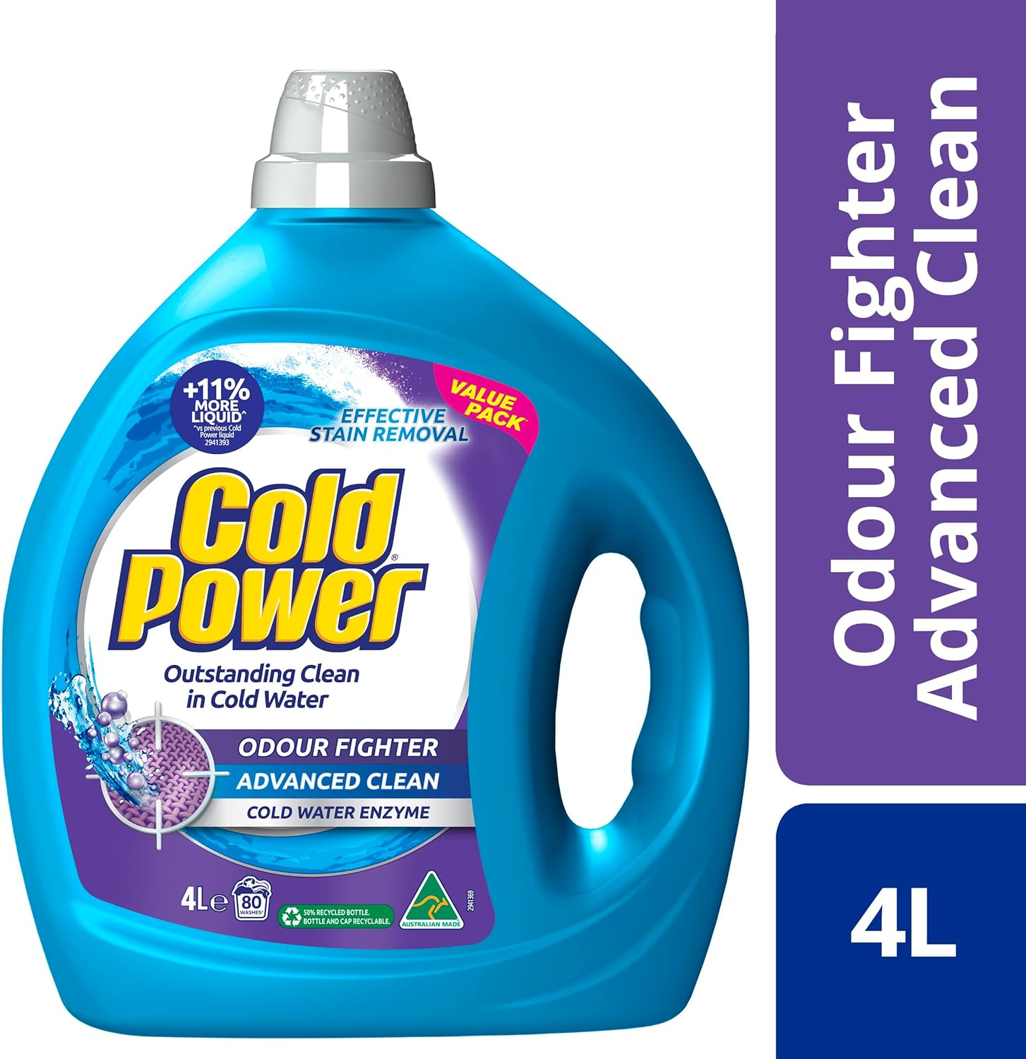 Cold Power Laundry Detergent Liquid Odour Fighter 4L image number 2
