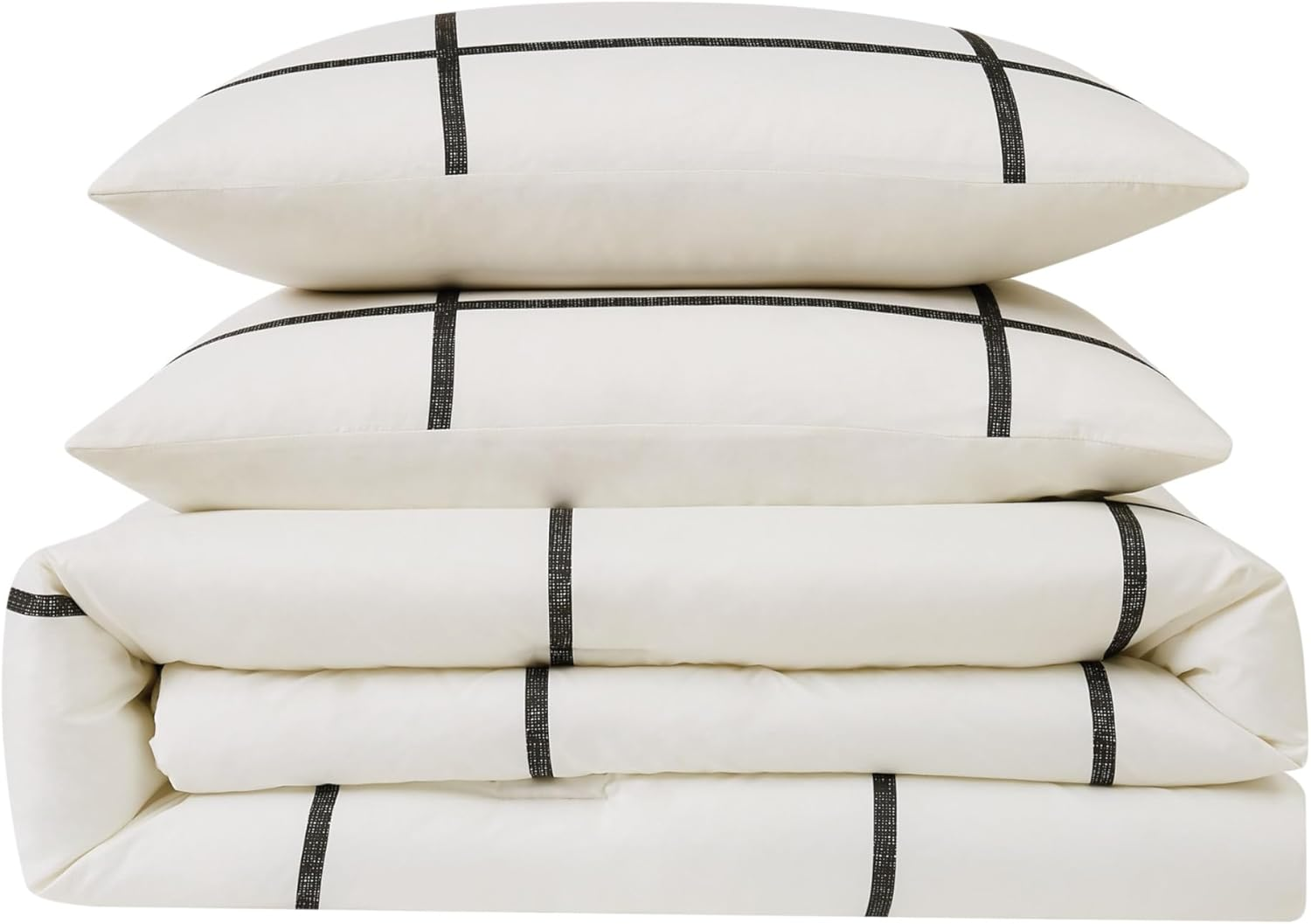 Truly Soft Everyday Kurt Black and White Stripe Duvet, DCS3058FQ-1800, Ivory/Black, King image number 3