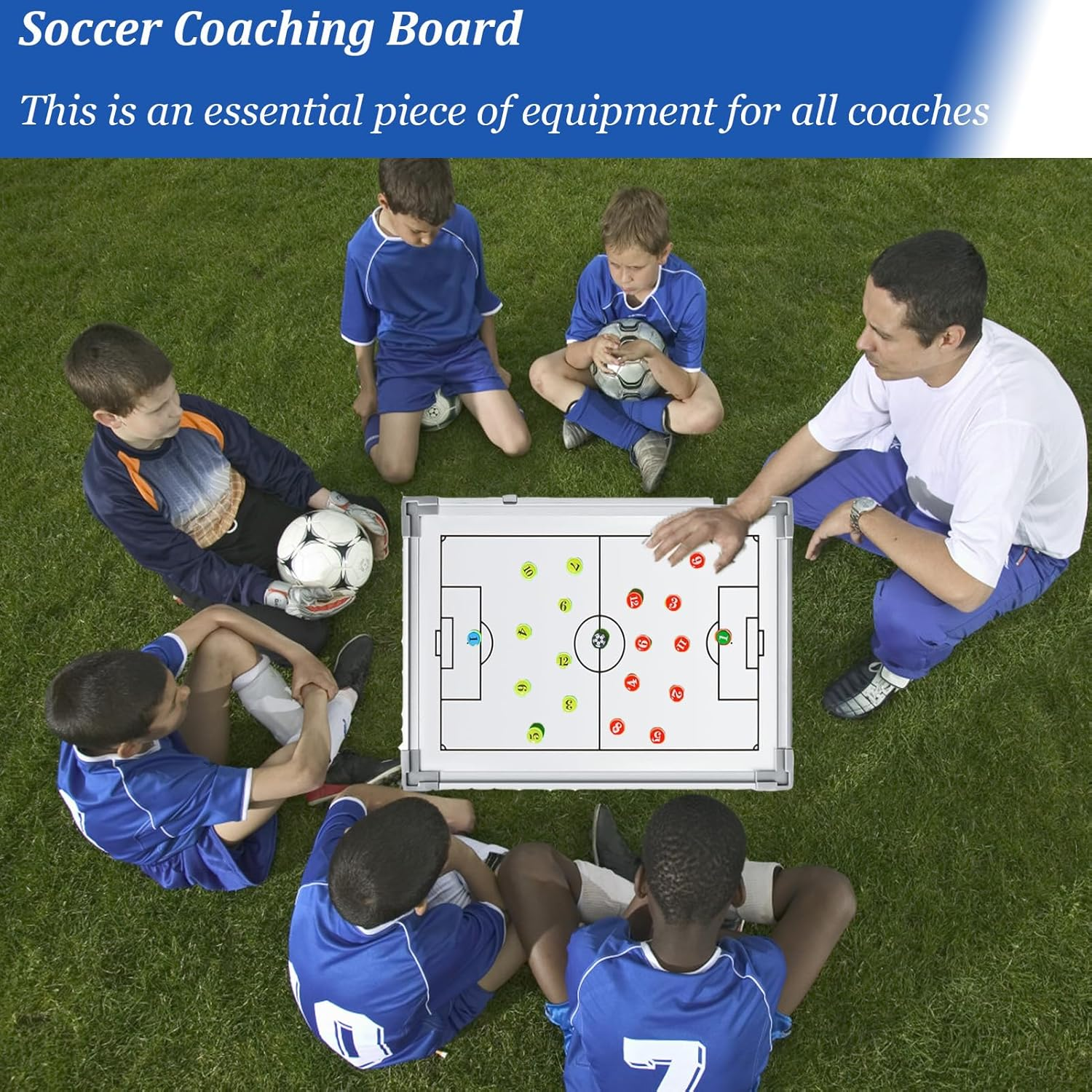 Soccer Coaching Board,Portable Football Tactics Whiteboard,Full-Court Half-Court Large Soccer Training Coaching Strategy Dry Erase Clipboard with Player Markers and Pen,Coach Training Equipment image number 5