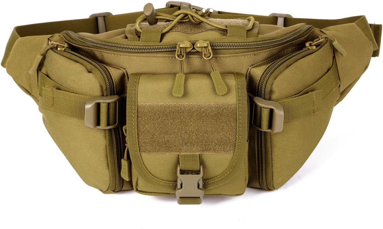 CREATOR Tactical Waist Pack Portable Fanny Pack Outdoor Hiking Travel Large Army Waist Bag Military Waist Pack for Daily Life Cycling Camping Hiking Hunting Fishing Shopping - Black