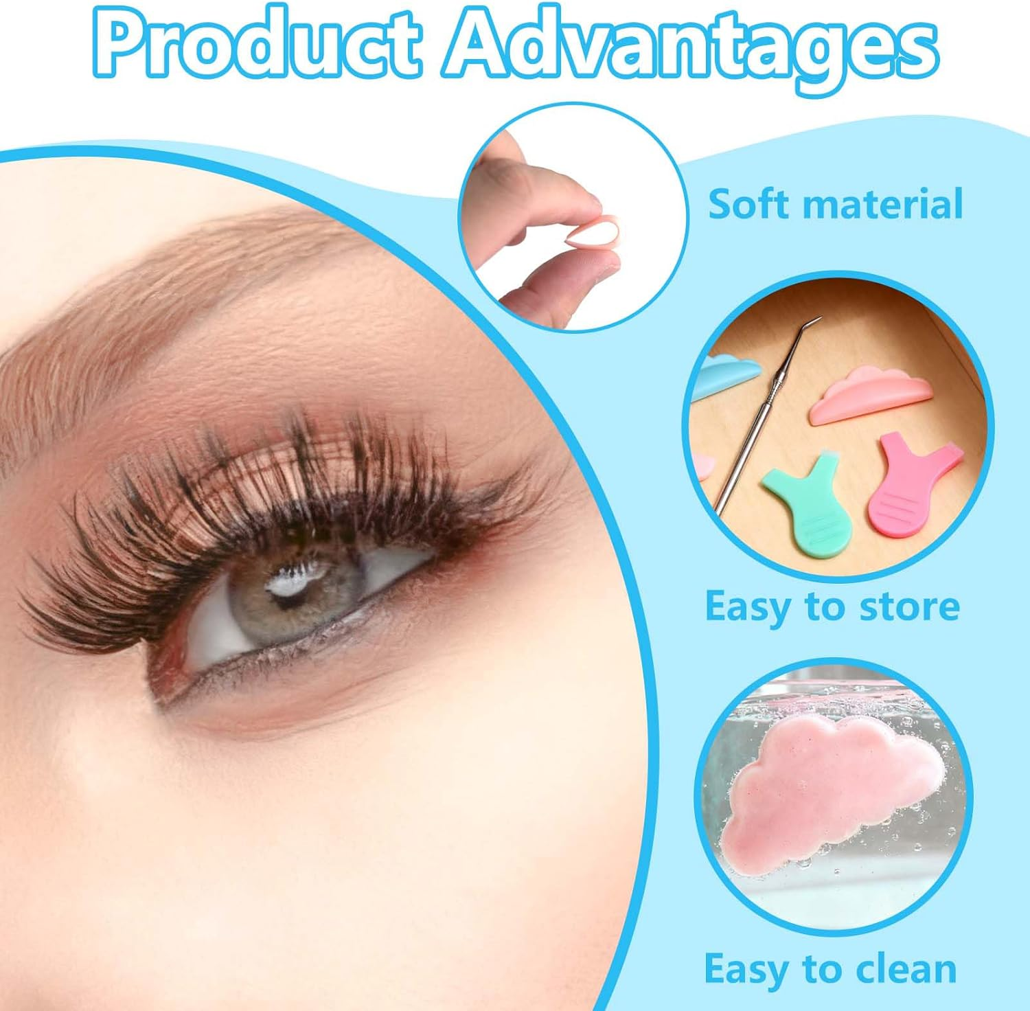 Koceci 80 PCS Lash Lift Pads, 5 Size Eyelash Curler Pads, Reusable Eyelash Lift Tools Silicone Lash Pad for Lashes Perm Kit (4 Colors) image number 5