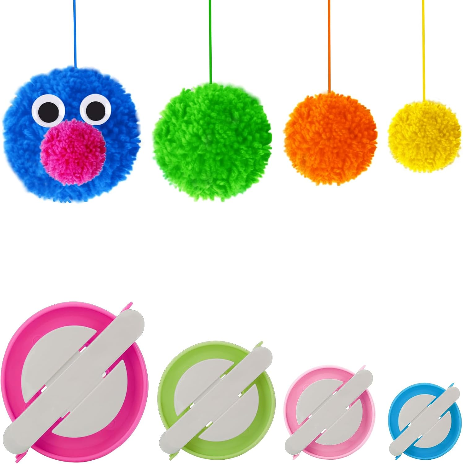 Knewmart 4 Sizes Pompom Pom-Pom Maker for Fluff Ball Weaver Needle Craft DIY Wool Knitting Craft Tool Set Decoration By image number 3