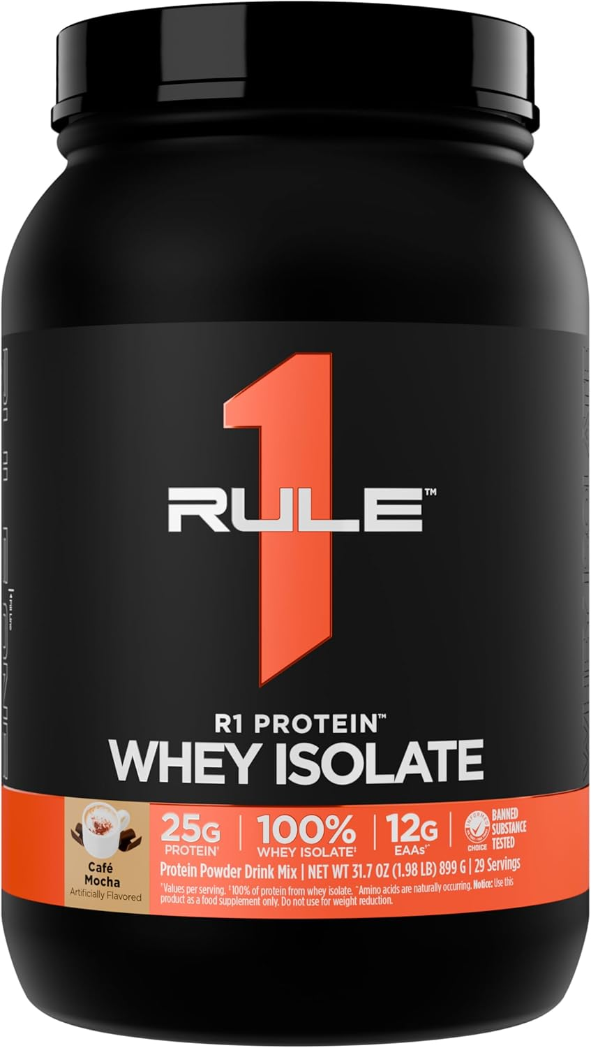 Rule 1 100% Whey Protein Isolate and Hydrolysate Protein Powder 1.98 Lb, Cafe Mocha (29 Servings) image number 5