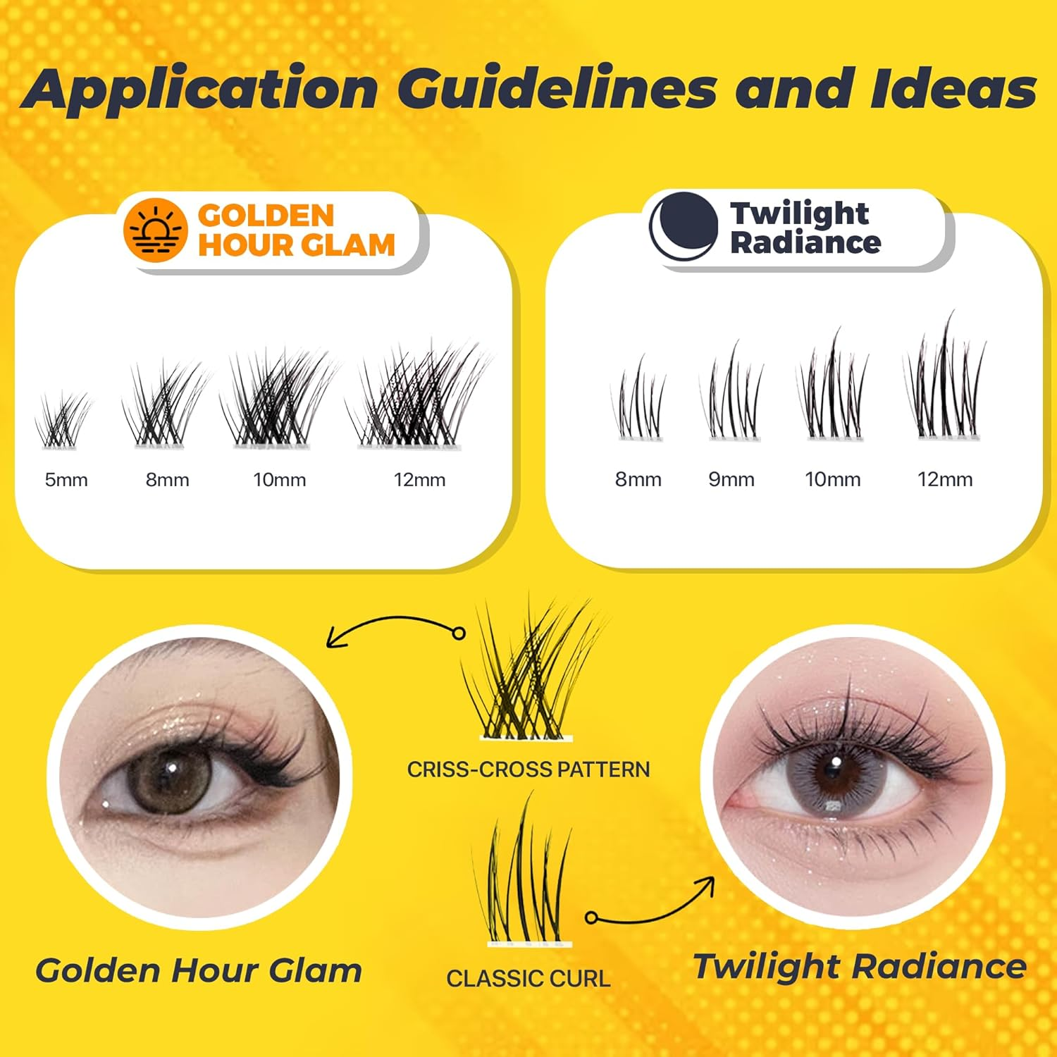 KLINQE Cluster Press on Lashes with Tweezer | DIY Self Adhesive Eyelashes No Sticky Residue | Quick and Easy to Apply No Glue Lashes for a Strong Hold | Reusable - Mix and Match! (Twilight Radiance) image number 6