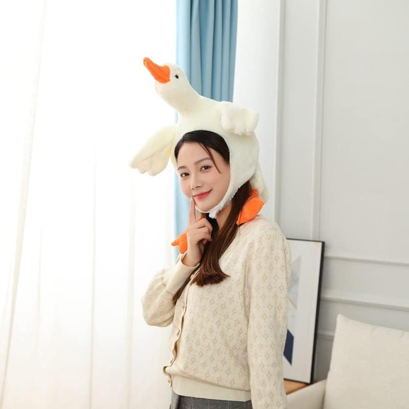Bestmaple Unisex Adult Kids Lovely Big White Goose Plush Hat Funny Headgear Cosplay Party Photo Hat image number 2