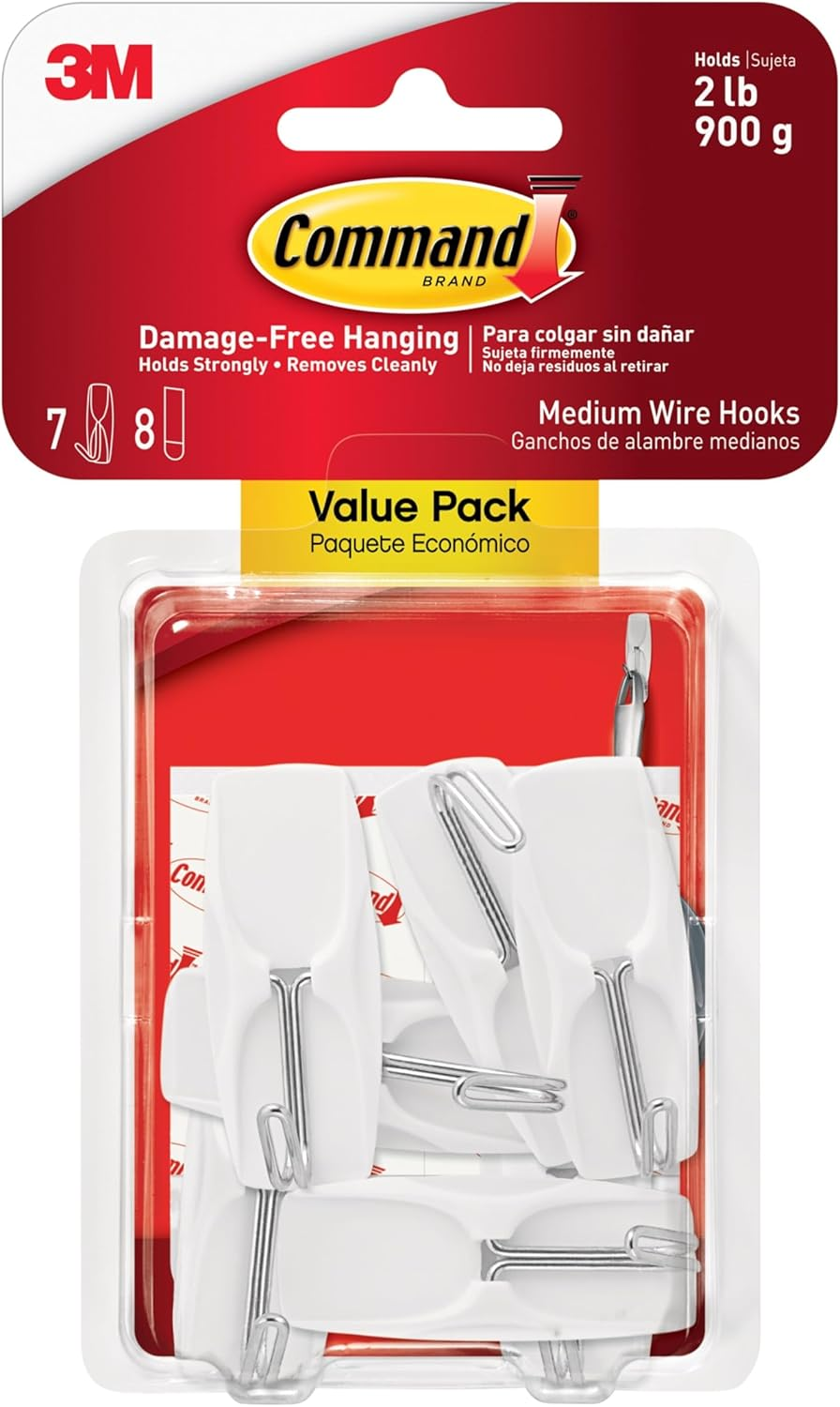 Command Wire Toggle Hook Value Pack, Medium, White, 7-Hooks (17065-7ES) image number 1