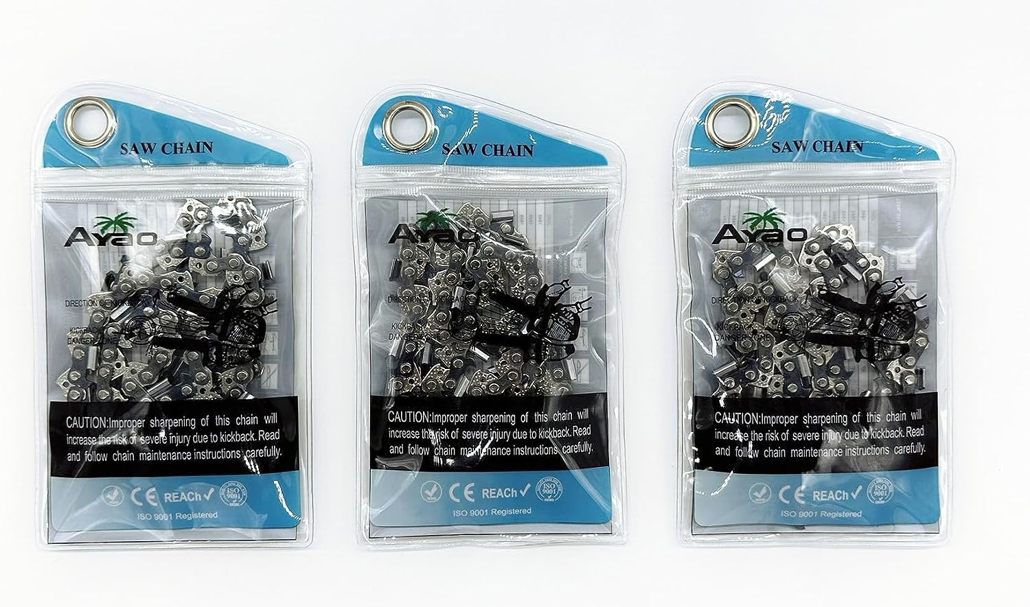 AYAO (3-Pack) 10 Inch Chainsaw Chains 3/8LP 050 40 Drive Links image number 1