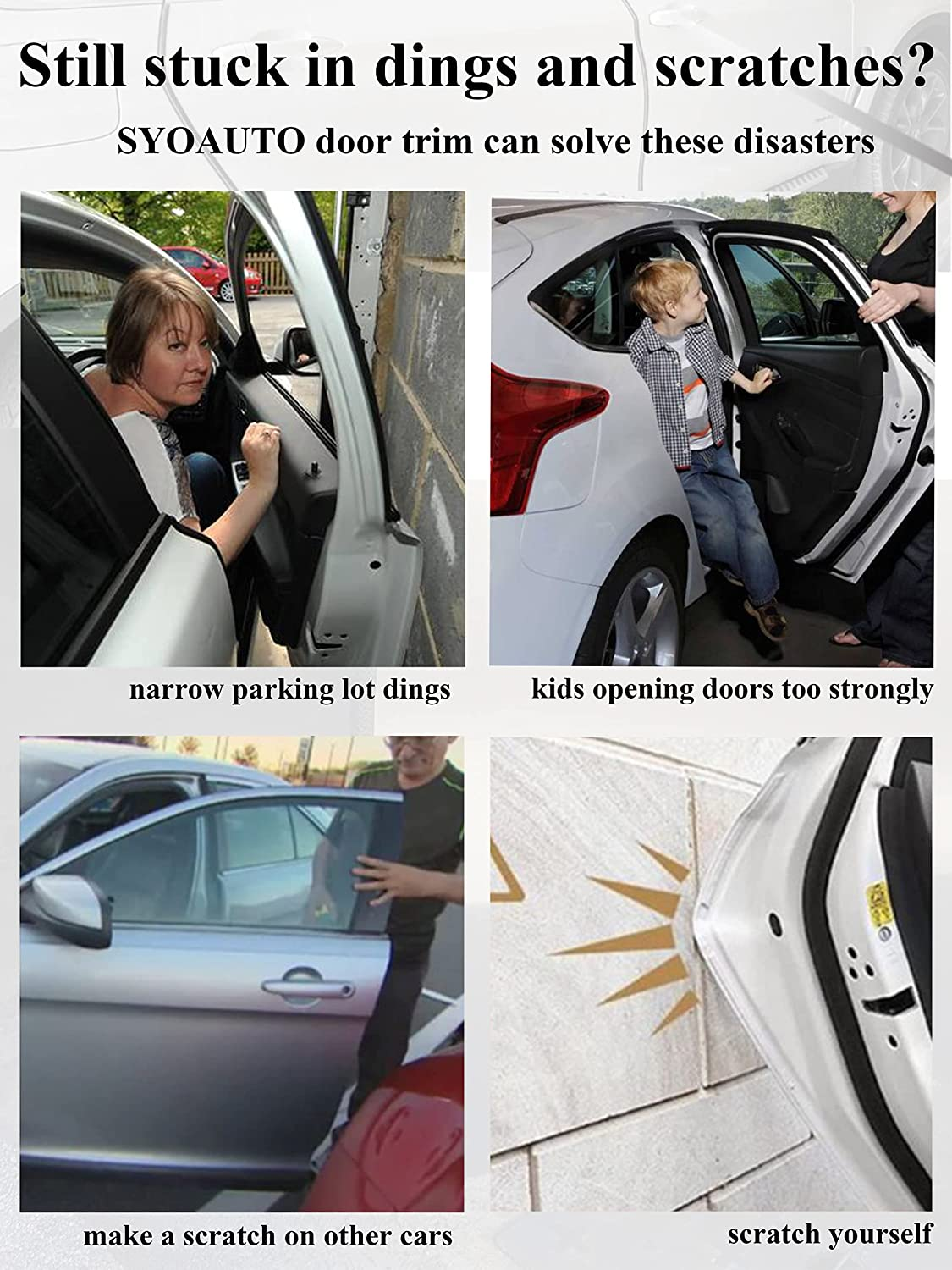 SYOAUTO 32Ft(10M) Door Edge Guard Black Car Door Edge Guards Door Edge Protector for Cars Rubber Auto Door Trim U Shape Build in Metal Sheet No Need Adhesive Easy to Cut Door Guards for Most Cars image number 3