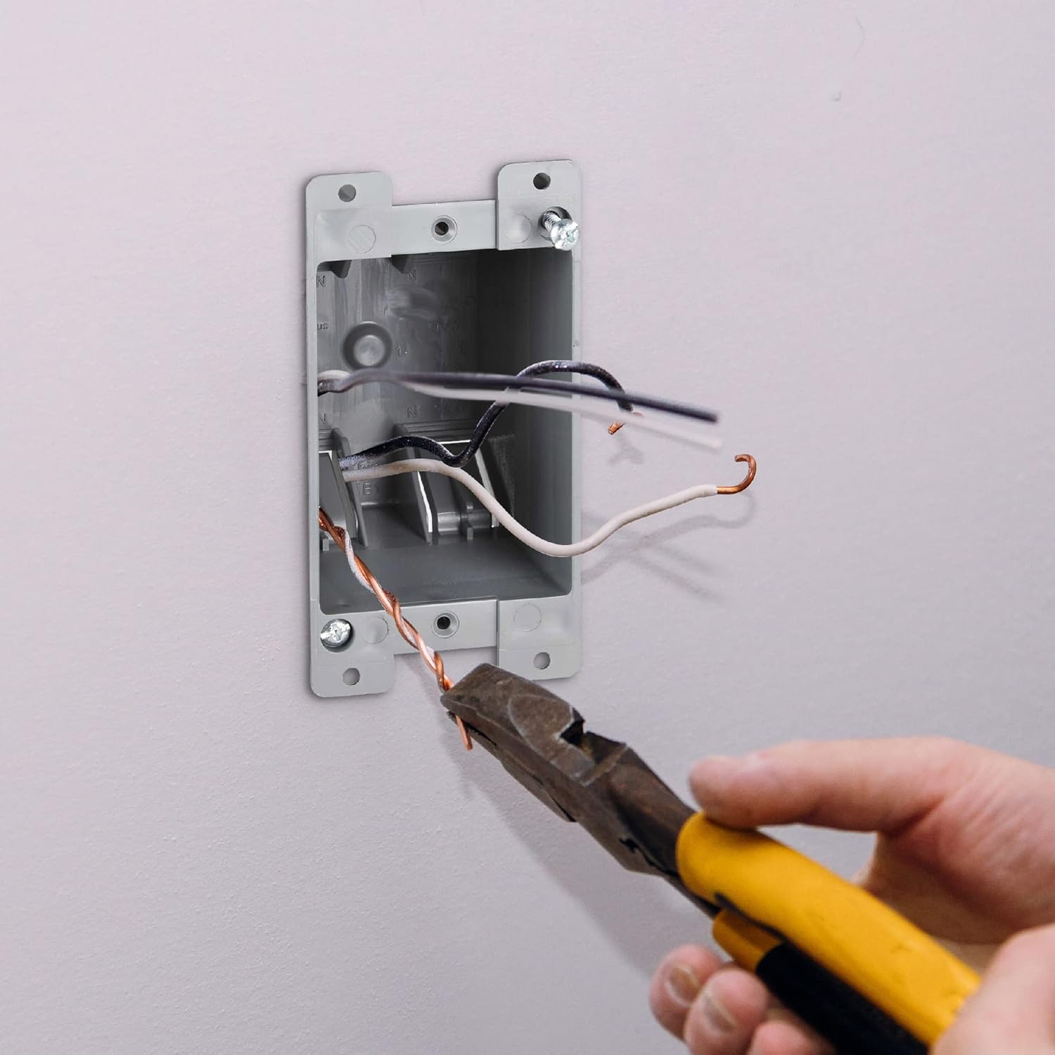 Newhouse Hardware 1-Gang PVC Old Work Electrical Outlet Box (12-Pack) | 14 Cu. In. Plastic Junction Box for Switches, GFCI, or Duplex Receptacle Outlet | Old Work Electrical Box for Home Improvement image number 2