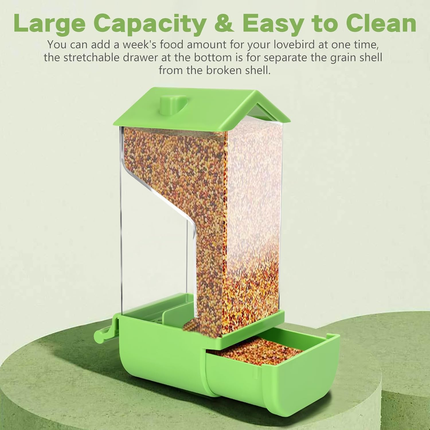 Yummy Sam Automatic Bird Feeder with Perch for Cage, No Mess Acrylic Transparent Bird Cage Feeder, Parrot Seed Feeders Food Container Cage Accessories for Small Medium Birds Parrot Cockatoo Canary image number 6