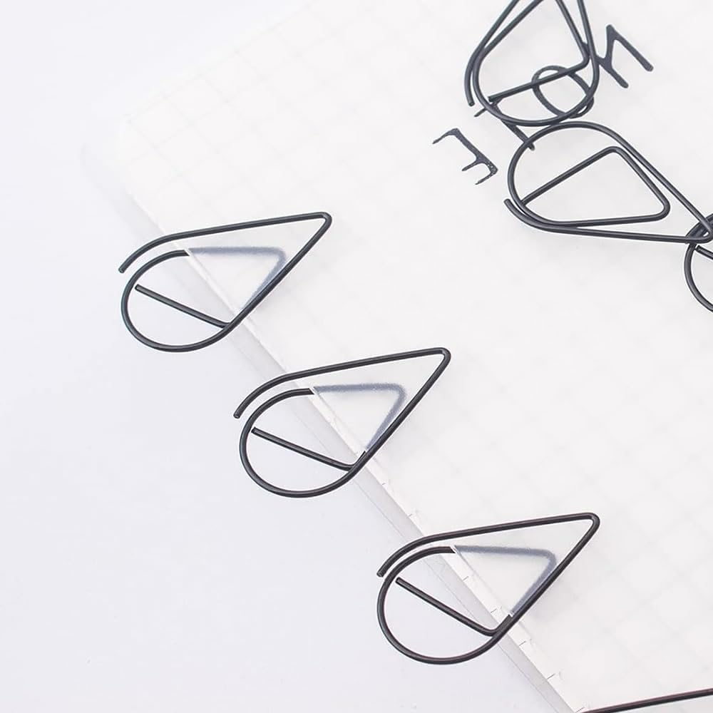 Black Paper Clips, 200 PCS Cute Drop-Shaped Stainless Steel Paper Clips, Tear Drop Shape Paper Clip for Office School Supplies Wedding Invitations Scrapbooking Crafts Bookmarks by DACUAN image number 4