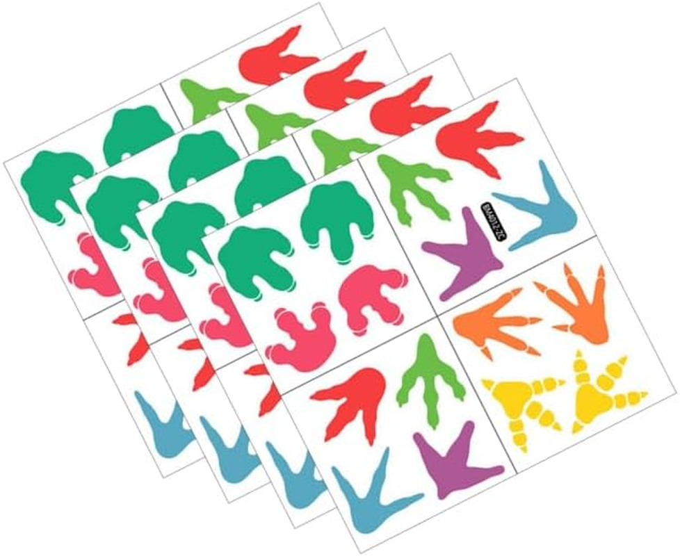 4PCS Dinosaur Floor Decals Set - Peel and Stick Vinyl Tracks Stickers for Nursery, Boys Room & Playroom Decor - Fun Kids Wall Stickers for Dinosaur Theme