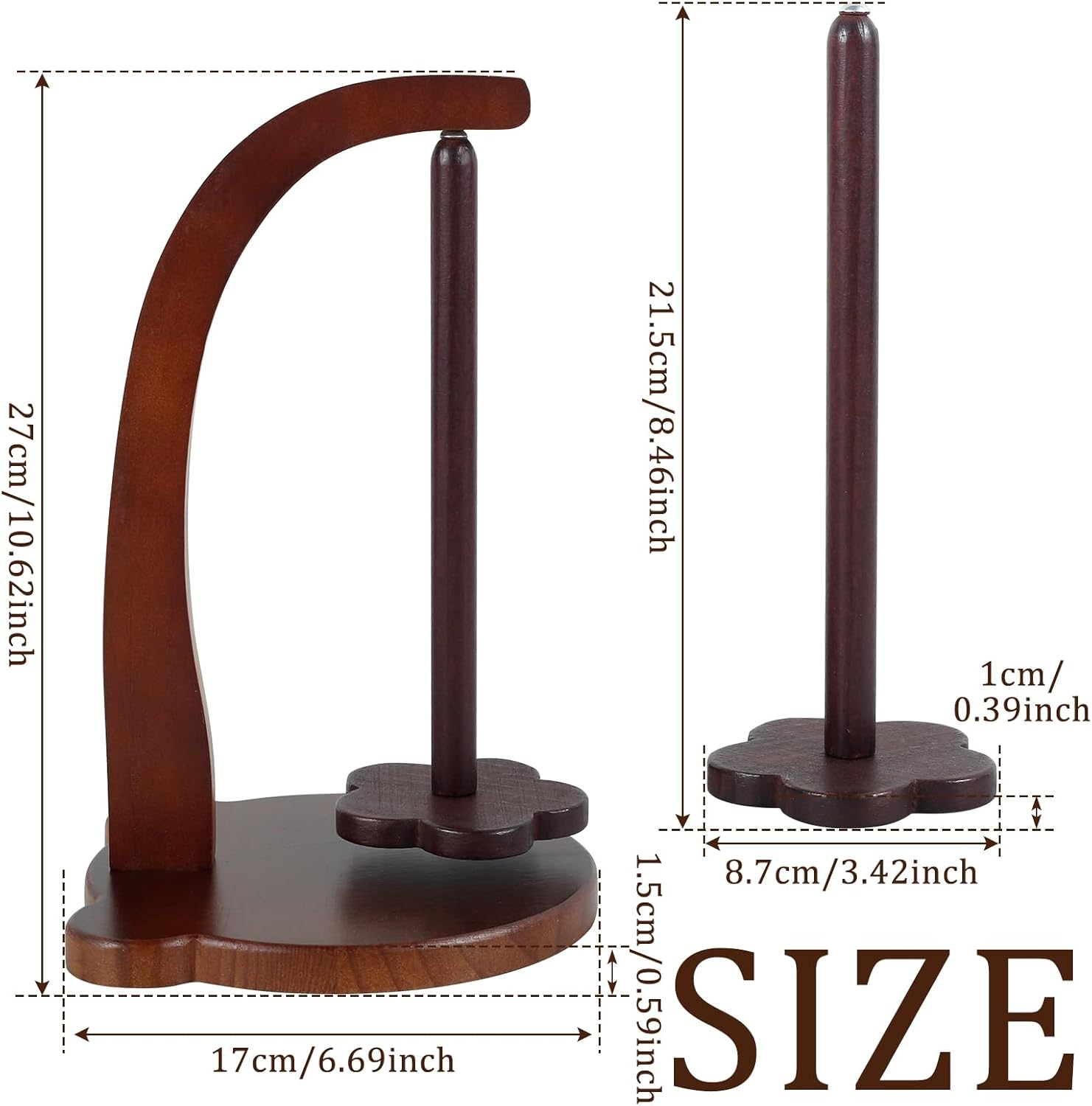 Wooden Yarn Spinner, Yarn Holder for Knitting and Crocheting, Sewing Spindle Thread Holder for Crochet Well, Girls, Women (Vintage Color) image number 3