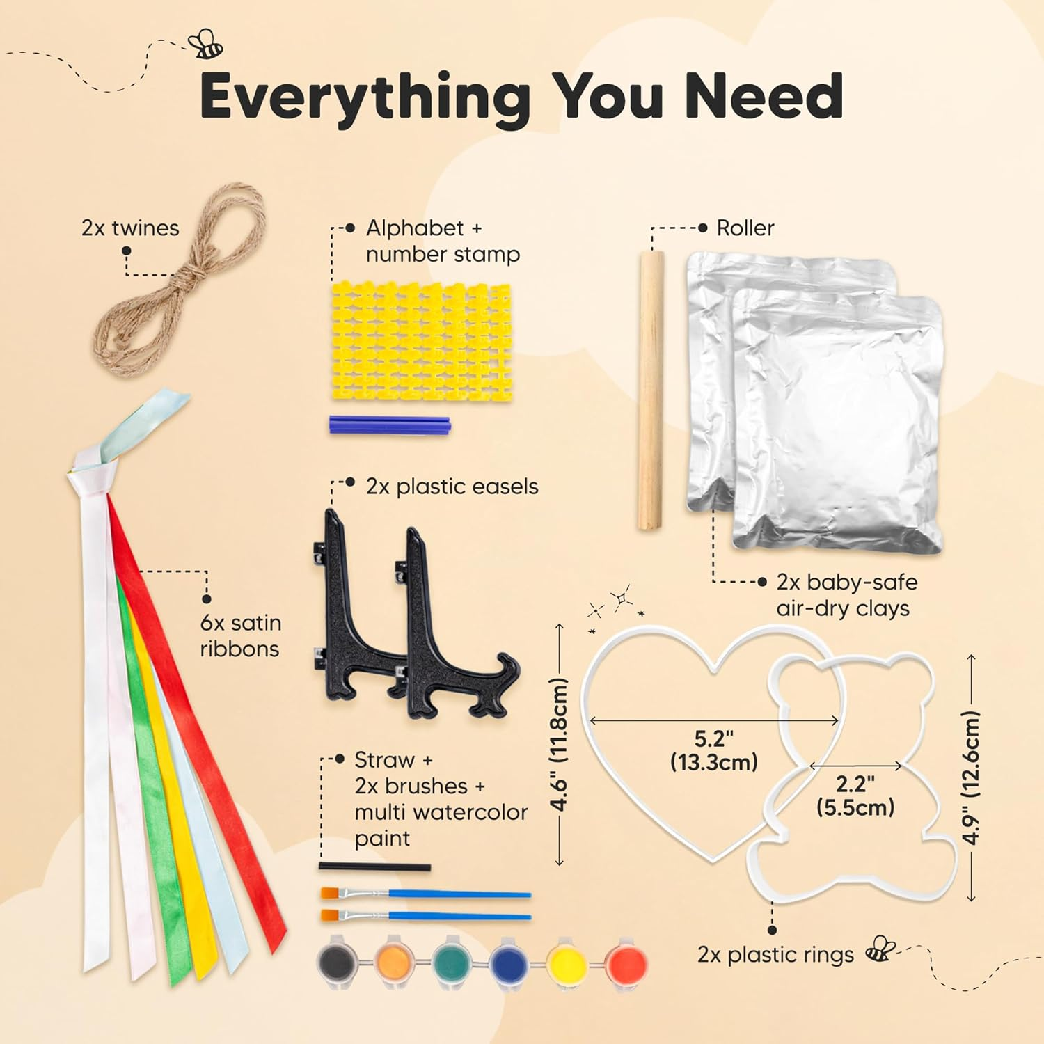 Baby Hand and Footprint Kit - Dog Paw Print Kit, Personalized Baby Footprint Kit, Baby Handprint Ornament Kit, Clay Handprint Ornament Kit for Babies, Baby Shower Gifts for Boys, Girls (With Love) image number 5