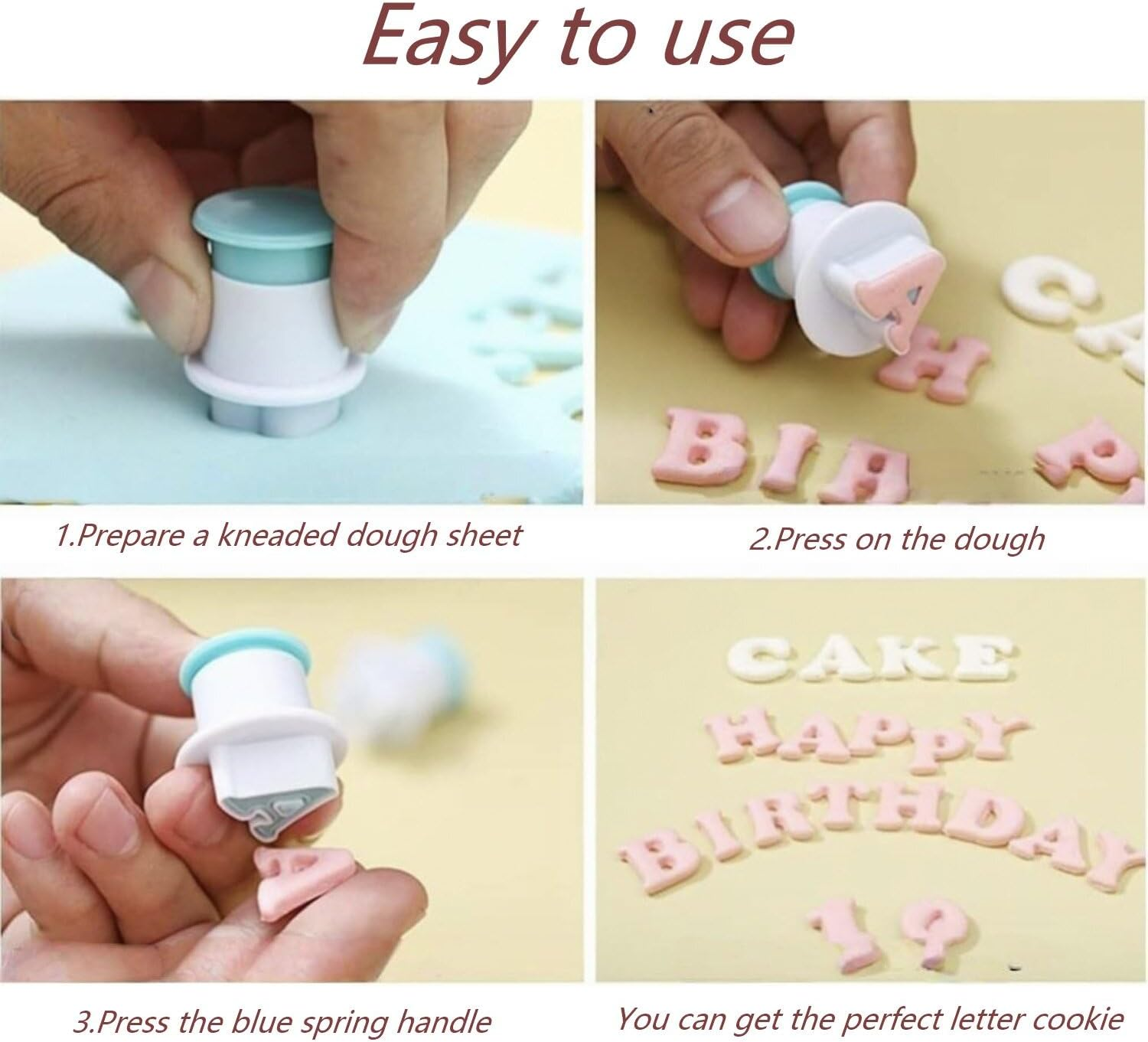 Hysgscwd 26 Alphabet Fondant Cake Mold, Cake Biscuit Mold, Plastic Letter Mold, Cookie Stamp Impress, Embosser Cutter, Letter Icing Cake Cutter Mould, Uppercase Letter Shape DIY Biscuit Letter Cutters image number 6