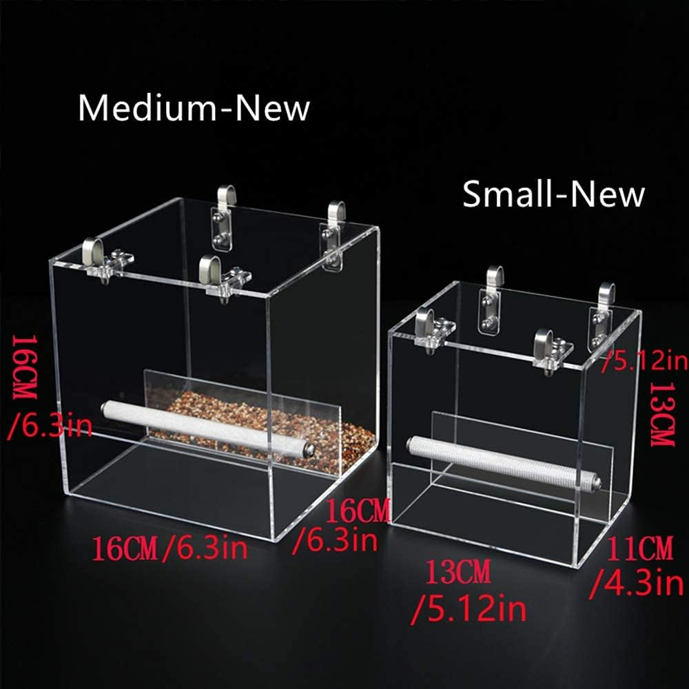 SETCO Automatic Bird Feeder No Mess Bird Cage Pet Feeder Seed Food Container for Parakeet Canary Cockatiel Parrot Finch Canary Acrylic (Medium-New) image number 1