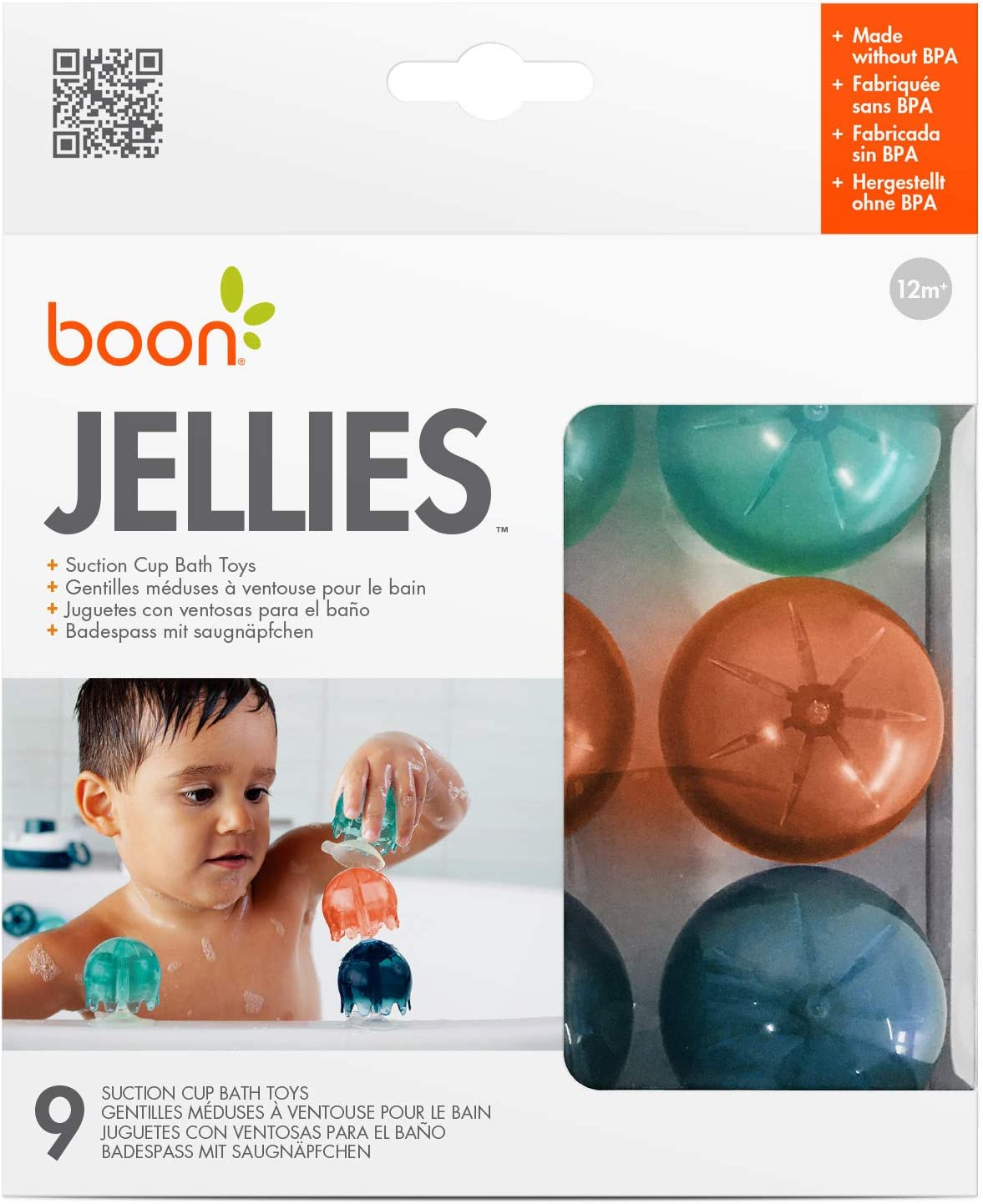 Boon Jellies Suction Cup Bath Toys, Navy/Coral 1 Count (Pack of 1) image number 2