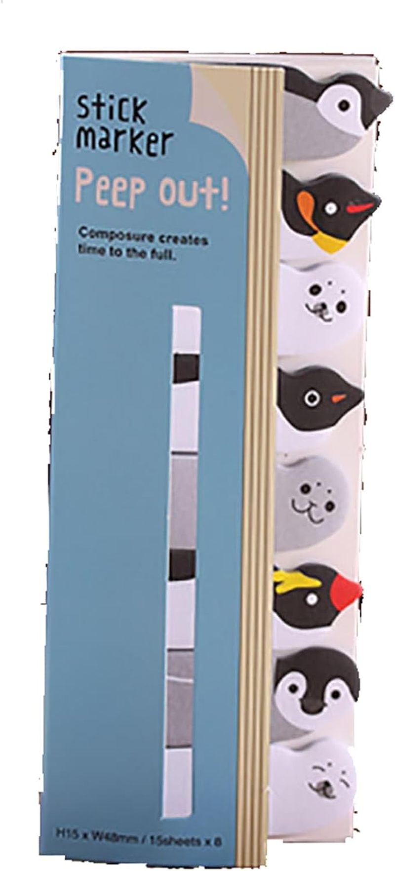 120Pcs Self Adhesive Note Flags Mini Cute Sticky Tabs Cartoon Index Labels Animal Pads Page Markers for Office, School(Penguin) - Cat image number 5
