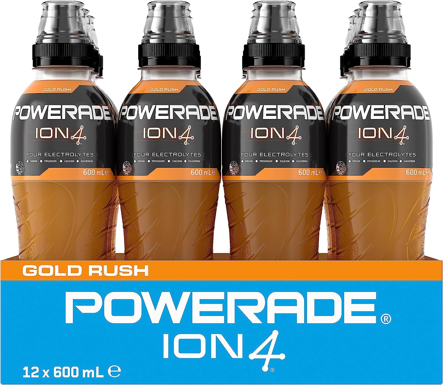 Powerade ION4 Gold Rush Sports Drink Multipack Sipper Cap Bottles 12 X 600Ml image number 3