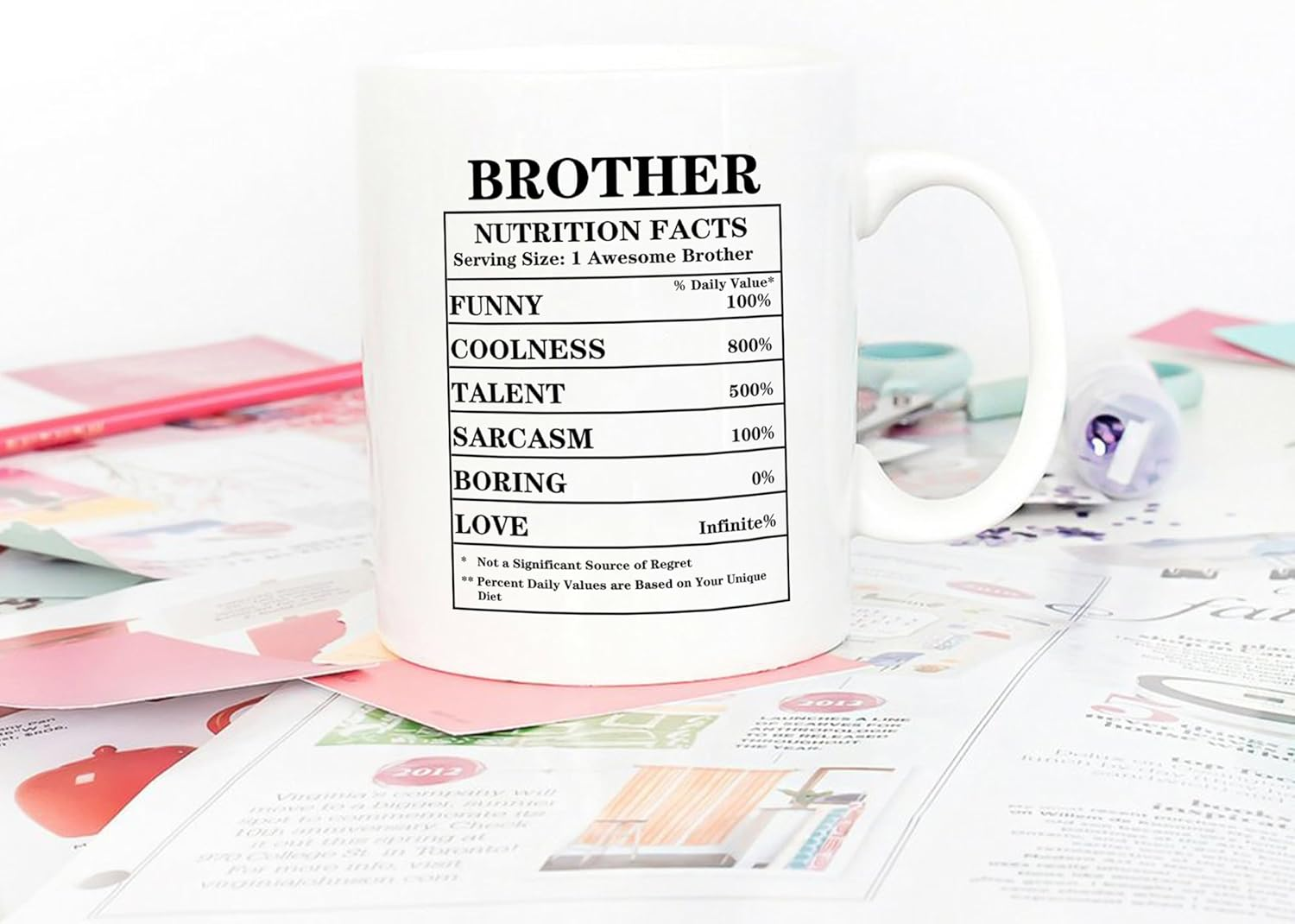 5Aup Father'S Day Brother Nutritional Facts Coffee Mug Christmas, Funny New Gag Novelty Gift from Brother, Sister, Family for Birthday, 11Oz Ceramic Cups image number 4