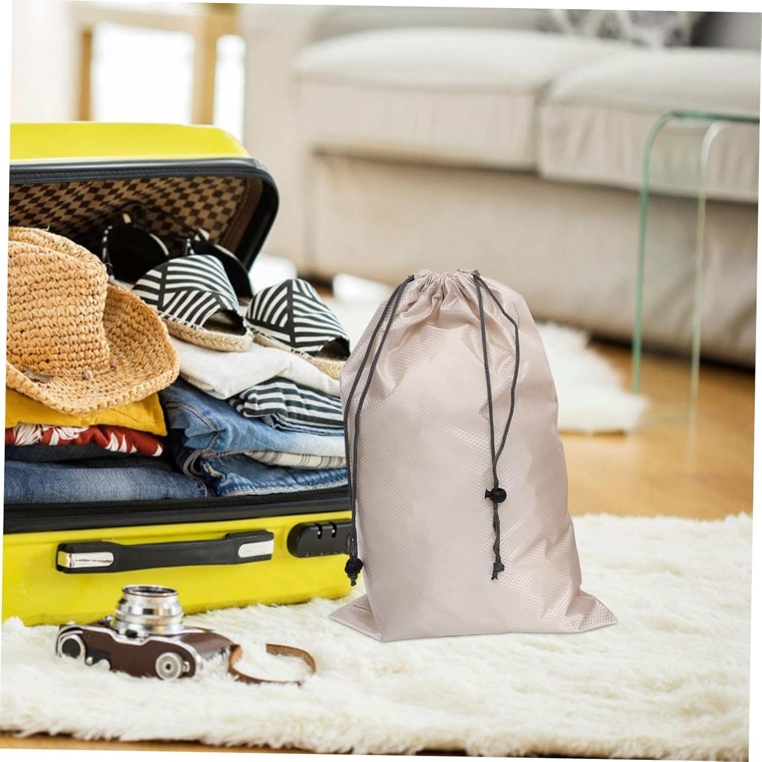 POPETPOP 6Pcs Compression Packing Cubes Travel Organizers Set Polyester Luggage Storage Bags for Suitcases Expandable Travel Packing Cubes for Clothes Toiletries image number 6