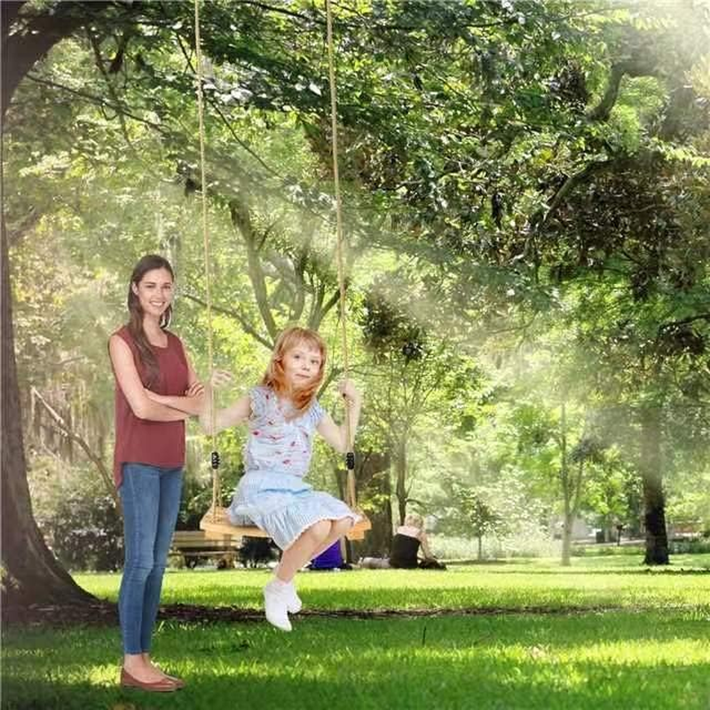 Classic Wooden Tree Swing Seat,Outdoor Tree Swing for Adults and Kids,Wooden Swing Seat with Strong Rope,Indoor/Outdoor Swing Seat for Garden, Patio, or Front Porch image number 3