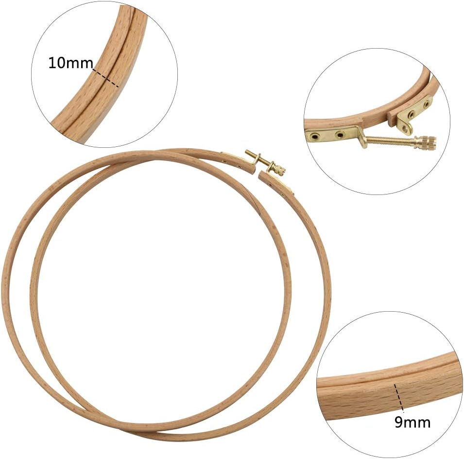 Guofa 2 Pack 7 Inch Embroidery Hoop, Beech Wood Cross Stitch Hoops, Decorative Hanging Embroidery Frame for Needlepoint Sewing Project image number 1