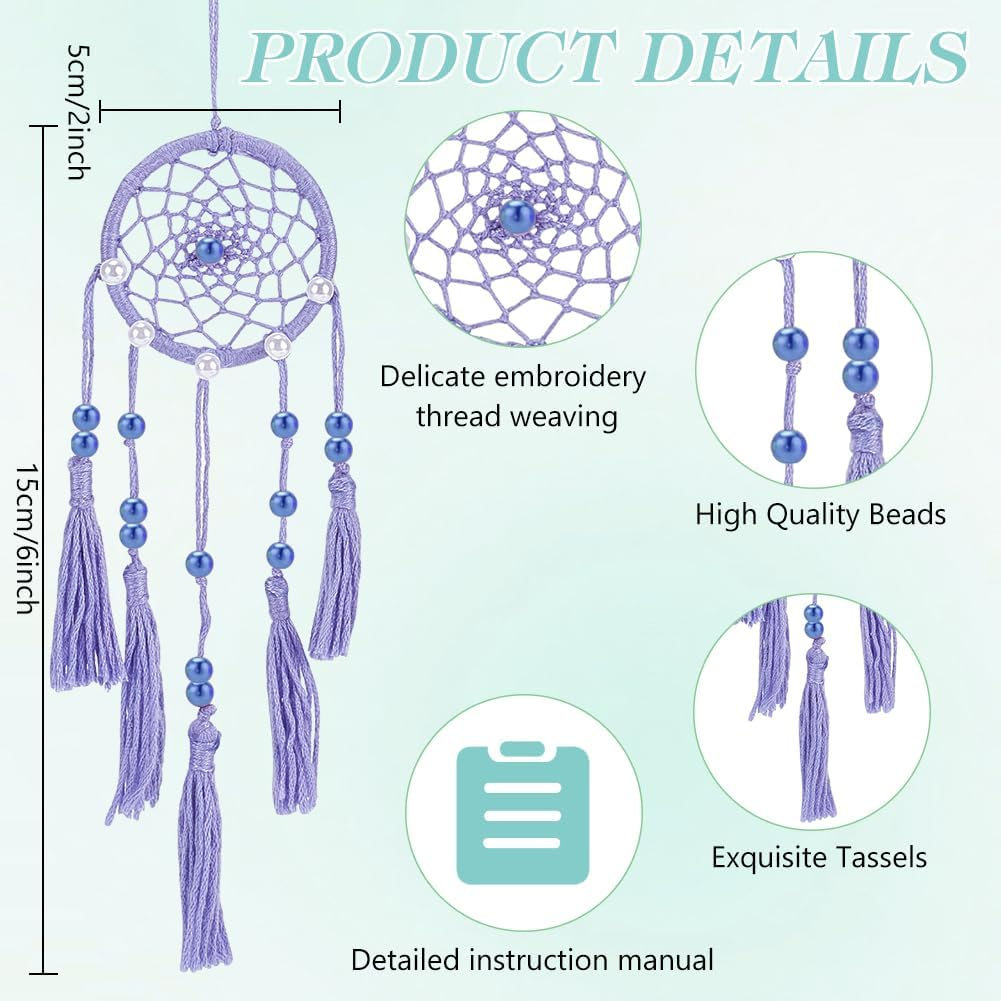 INFUNLY 24PCS DIY Small Dream Catcher Kits for Beginners Colorful Handmade Dreamcatcher Kit for Starters DIY Mini Ornament Making Kit for Bedroom Car Mirror Keychain Bag Bohemian Decoration Craft Gift image number 6