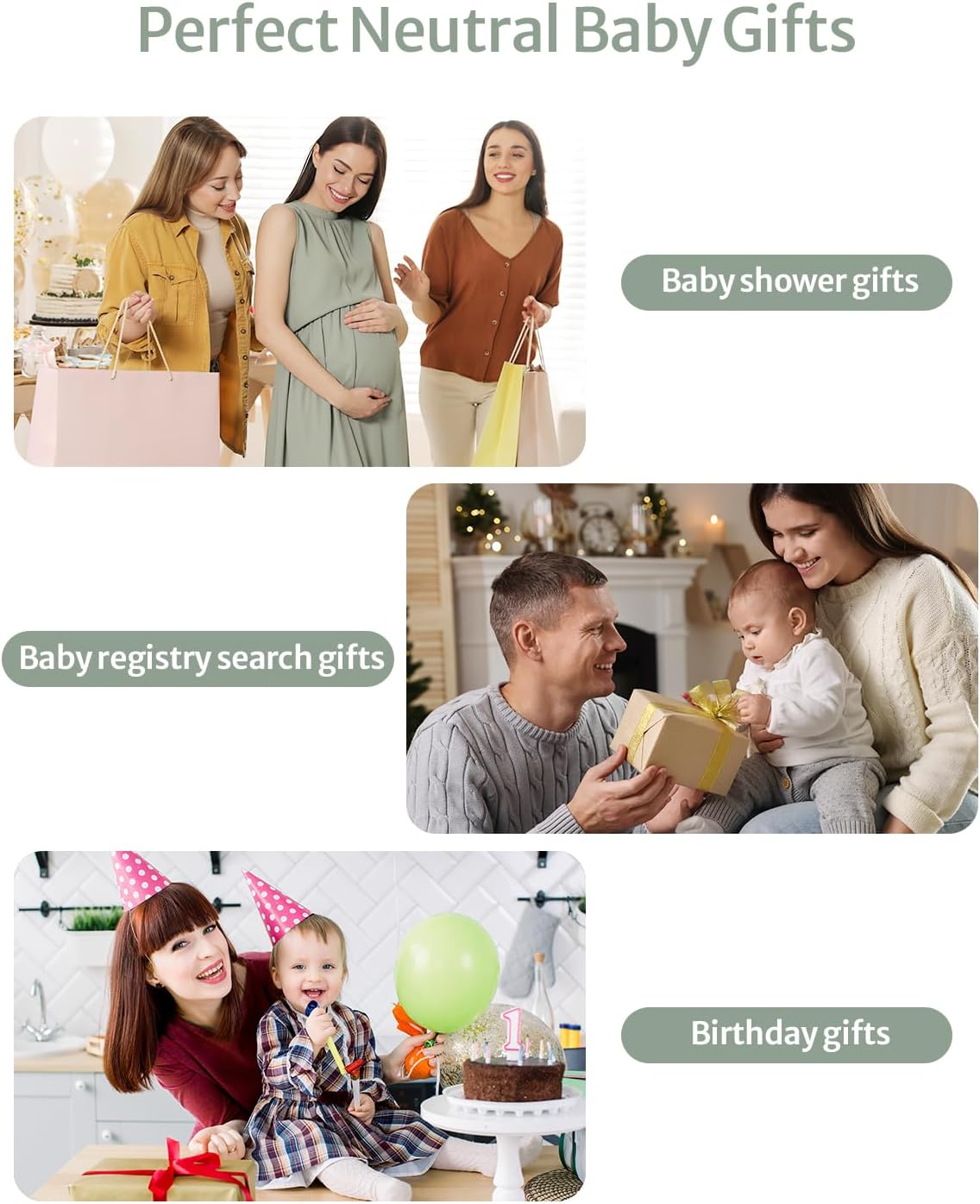 Baby Play Gym Mat, Tummy Time Activity Mat with 6 Detachable Toys for Stage-Based Sensory and Motor Skill Development, Washable Play Mats for Infant, Newborn Baby Essentials, Sage Green image number 2