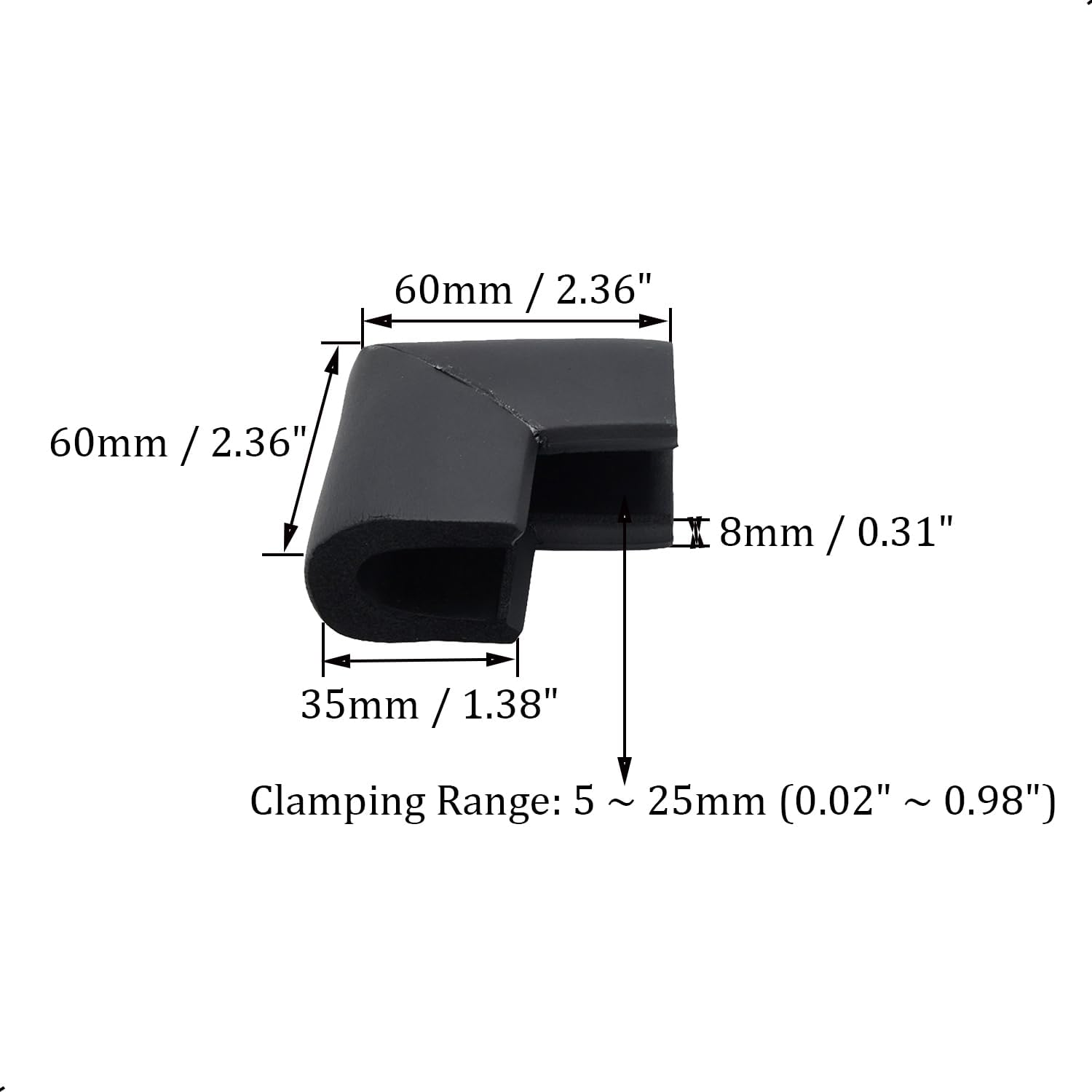 4 Pack Foam Corner Guards Edge Protectors, Safety Bumper W Self-Adhesive Tape Furniture Corner Glass Coffee Table Edge Guard Soft Rubber Baby Proofing, U Type,Black - White image number 4