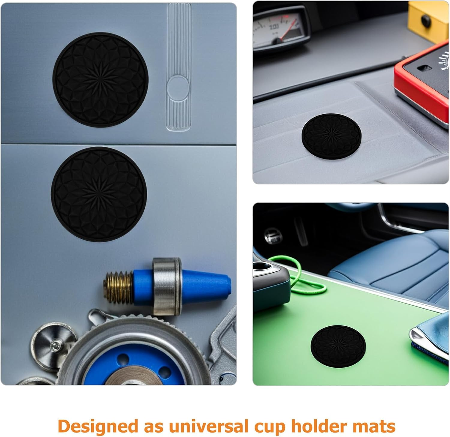 8Pcs Car Coasters Non Slip Design round Mug Mat Car Cup Holder Inserts Drink Holder Insert Interior Accessories for Travel Vehicle image number 5