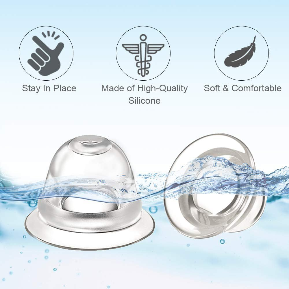 Nipple Everter for Breastfeeding Support, Nipple Corrector, Aids in Latch by Drawing Out Flat or Inverted Nipples for Nursing Moms (4 PCS) image number 1