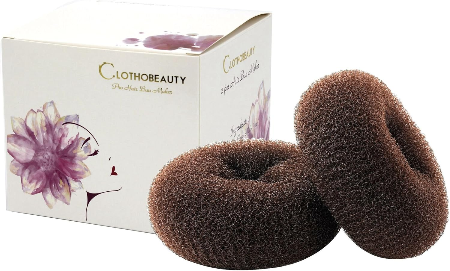 Clothobeauty 2 Pieces Extra Large Size Hair Bun Donut Maker, Ring Style Bun, Women Chignon Donut Buns Doughnut Shaper Hair Bun Maker (4.3 In. for Thick and Long Hair) (Brown) image number 6
