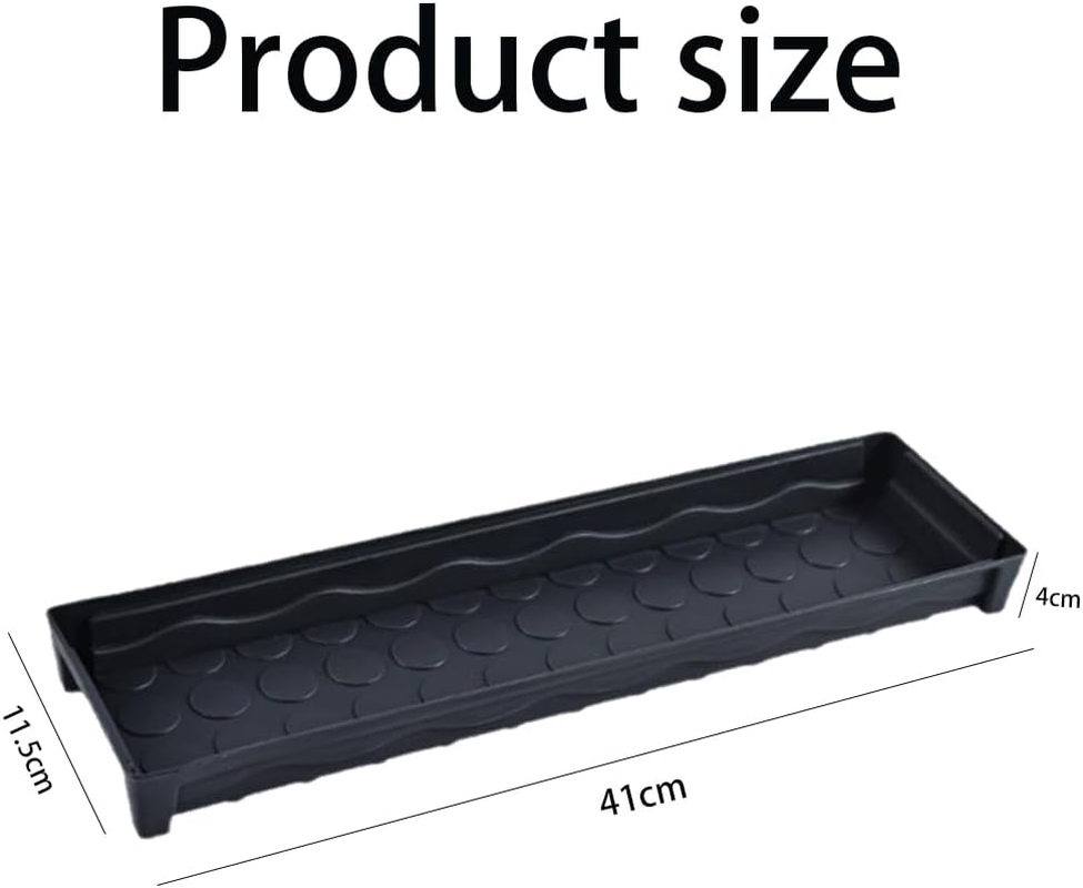 6 PCS Plastic Tray Saucer Rectangular,Plastic Plant Drip Trays,Water Drip Tray for Flower Pot Planter,Windowsill Plant Drainage Stand for Indoors Outdoor,16 X 4.5 X 1.6 Inch(Black) image number 3