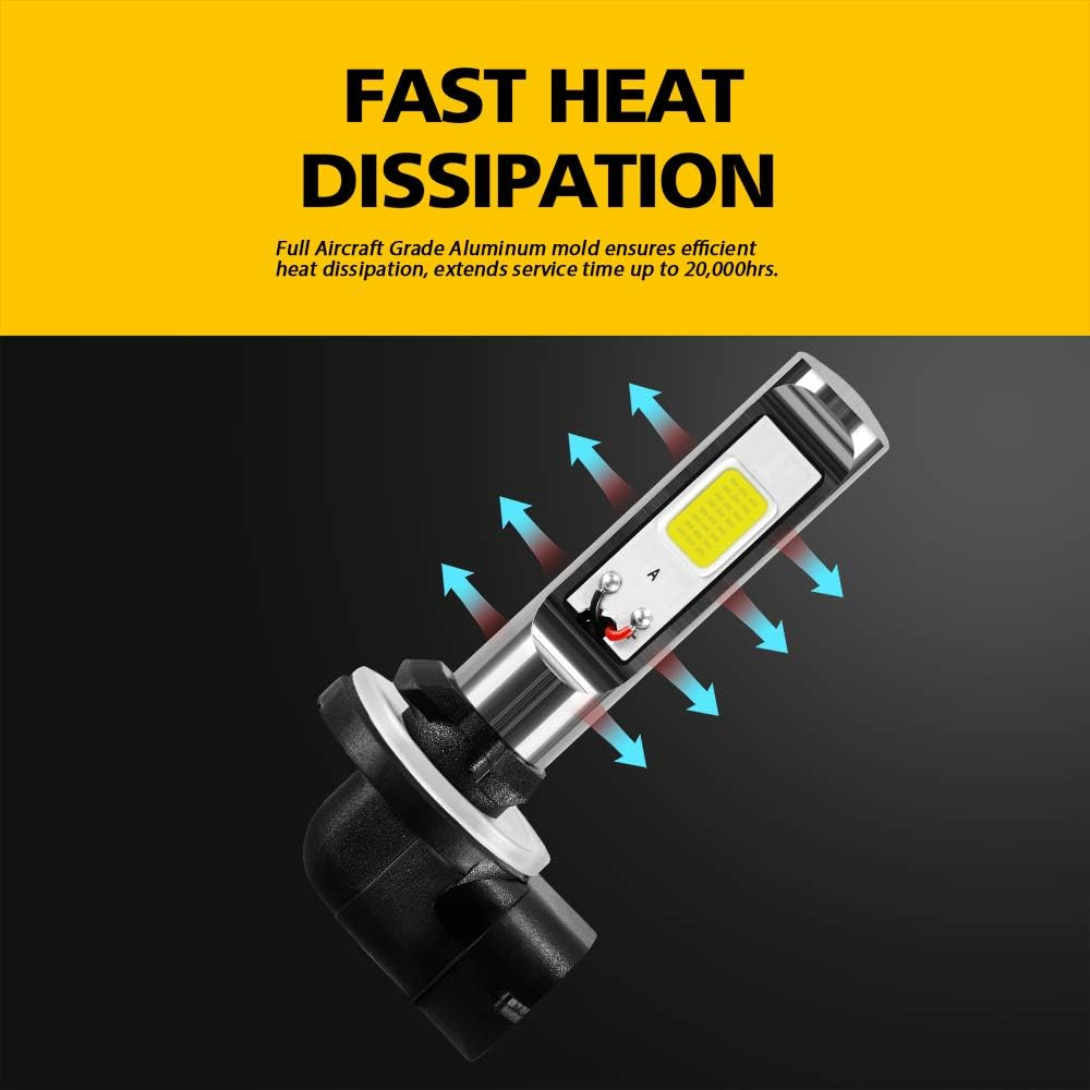 AUXLIGHT 881 889 886 894 862 896 898 LED Fog Light Bulbs 6000K Xenon White, Super Bright High Power COB Chips LED Fog Daytime Running Lights DRL Bulbs Replacement for Cars, Trucks (Pack of 2) image number 3