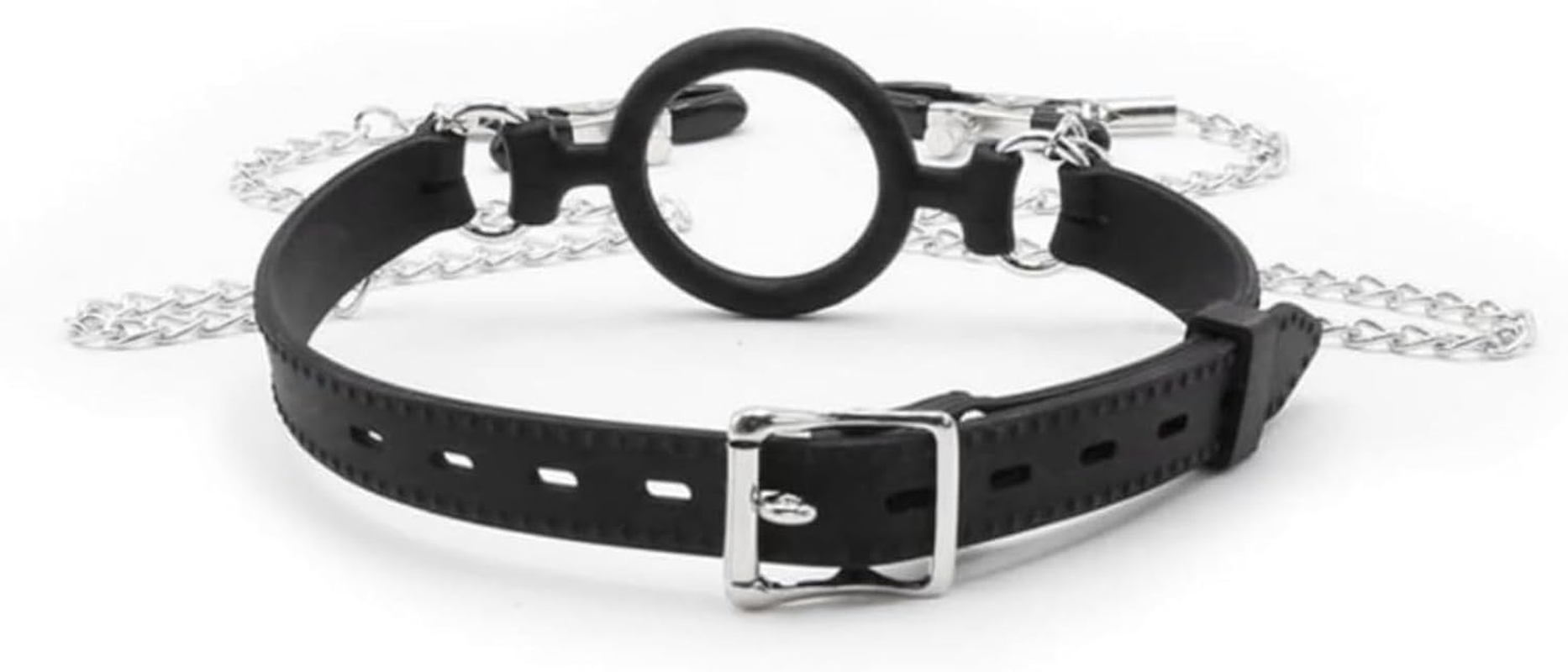 Silicone Open Mouth Ring Gag with Adjustable Nipple Clamps O-Ring Gag with Nipple Clamps Breast Sensual Bondage Nipple Clips image number 4