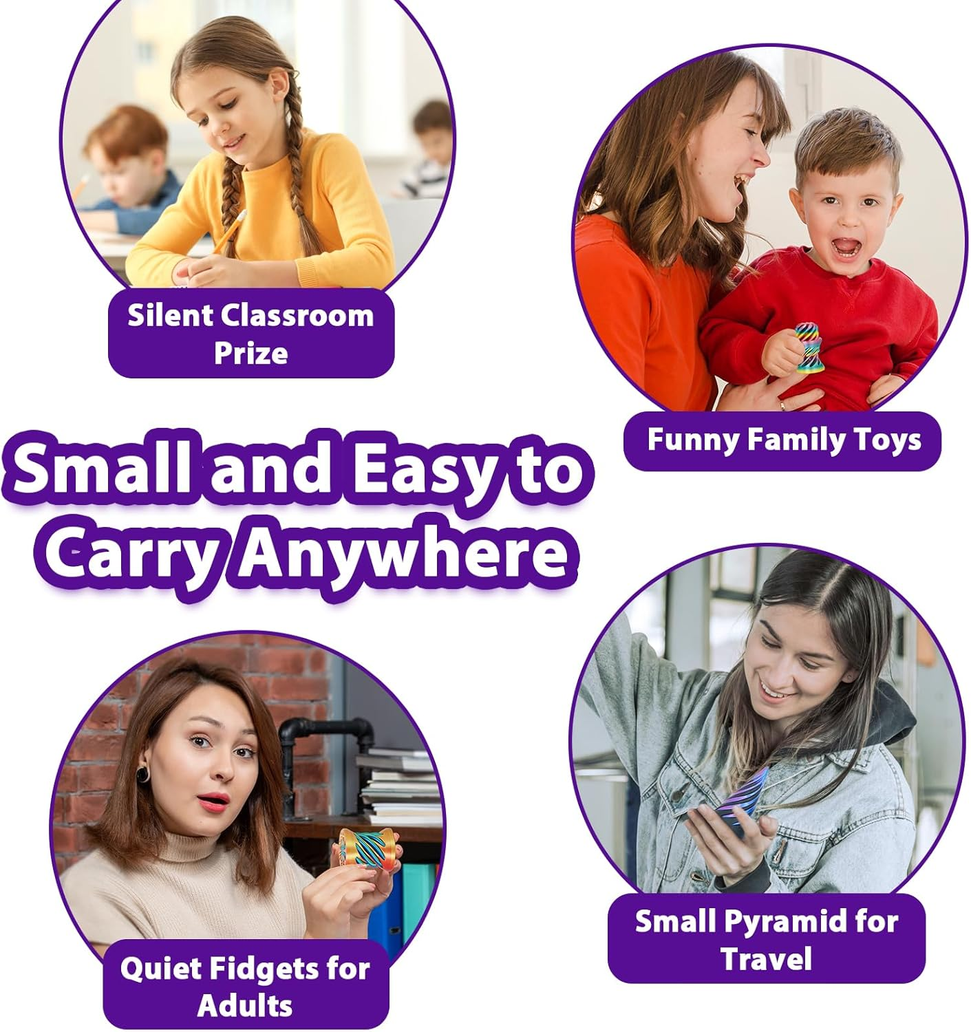 3 Packs Impossible Spiral Cone Fidget Toys,3D Printed Pyramid Passthrough Sculpture,Mini Sensory Toy for Stress Relief Anxiety Relaxation,Desktop Decor Gifts for Adults & Kids (Blue Black) - Green Black image number 3