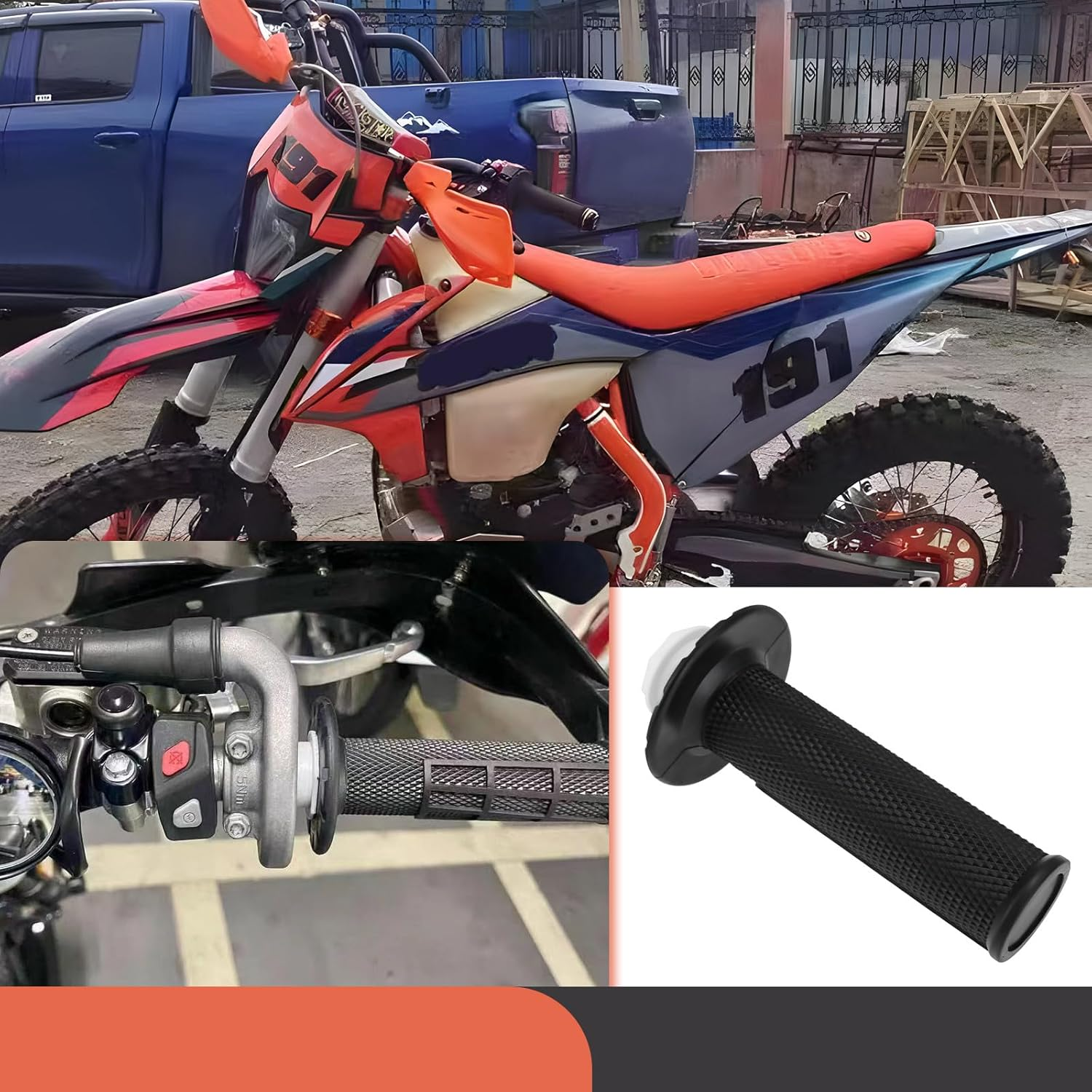 Motorcycl Non Slip Lock-On Grips Handle Bar Grips for 7/8" 22Mm Bars with 6 Adjustable Cams Compatible with KTM SX 85 125 150 250 300 350 450 EXC XC-W image number 4