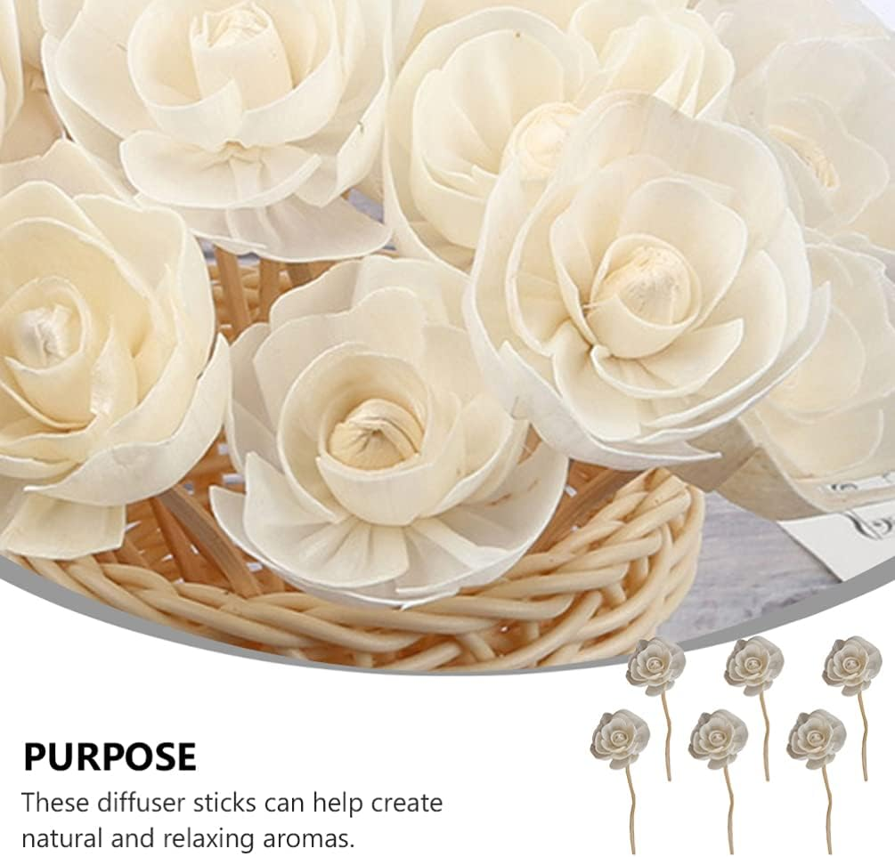 Healifty 6Pcs Rattan Woodsy Essential Oils Scent Diffuser Sticks Diffusers for Essential Oils Essential Oil Sticks Rose Flower Sticks Dry Flower Lavender Oil Diffuser Flowers Aromatic image number 4