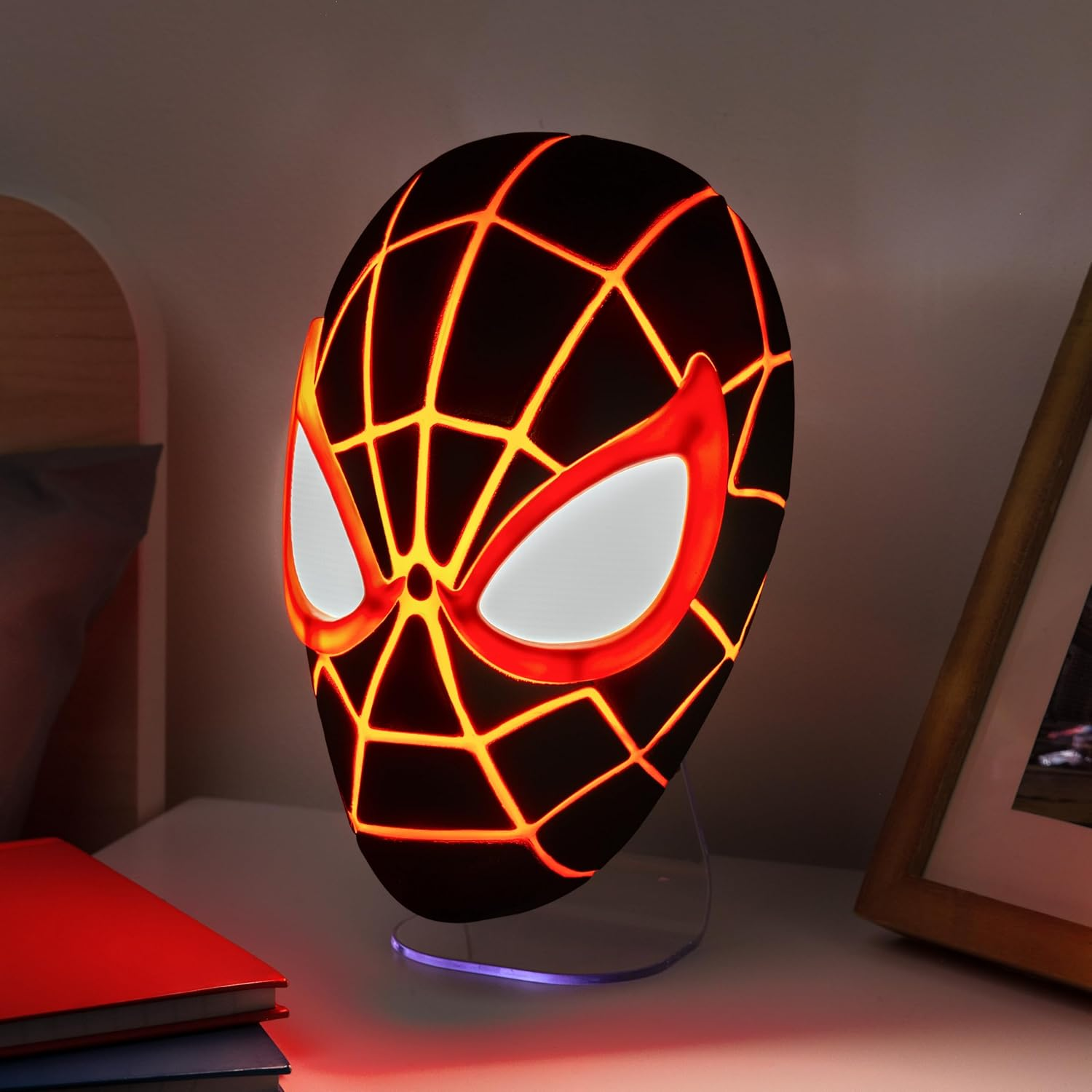 Paladone Miles Morales Spider-Man Mask Light, Wall Mountable or Freestanding LED Lamp, Officially Licensed Marvel Comics Merchandise for Bedrooms, Home and Collectors, Gift Ideas image number 1