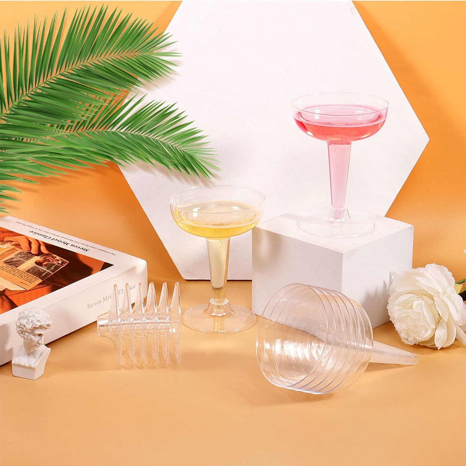 WADY 30 Pack Plastic Champagne Flutes, 120ML Plastic Champagne Glasses, 4 OZ Plastic Glitter Champagne Flutes, Perfect for Wedding, Thanksgiving Day, Christmas, Birthdays, Outdoor & Parties (Clear) image number 6