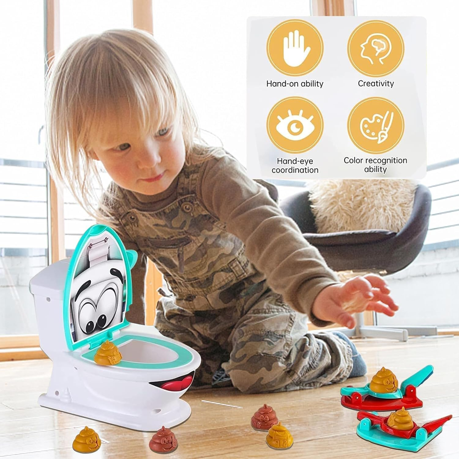 Poop Shoot Game Toy for Kids, Creative Toilet Poop Game Toys, Funny Family Game, Include 12 Poops, 2 Launchers and Sticker image number 3