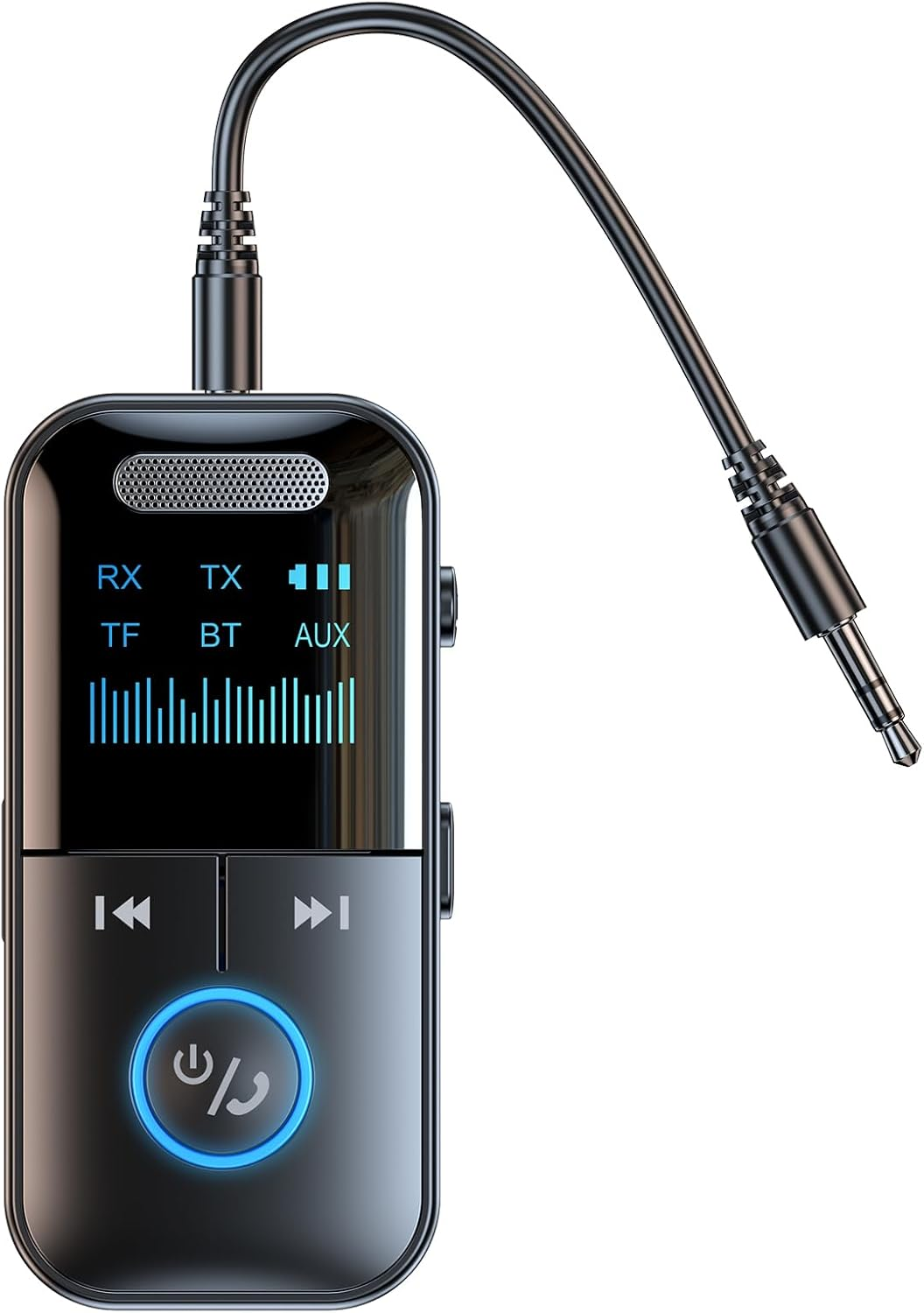 Bluetooth 5.4 Audio Transmitter Receiver, 4-In-1 Wireless Transmitter Adapter, Low Latency/Hd Screen/Tf Card Aux Adapter for Airplane, Car, Laptop, Radio,Tv